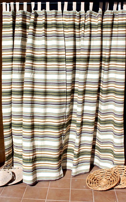 absceso Metro espectro Cortina confeccionada para puerta Algodón Étnica marrón 155 x 220 cm | Leroy  Merlin