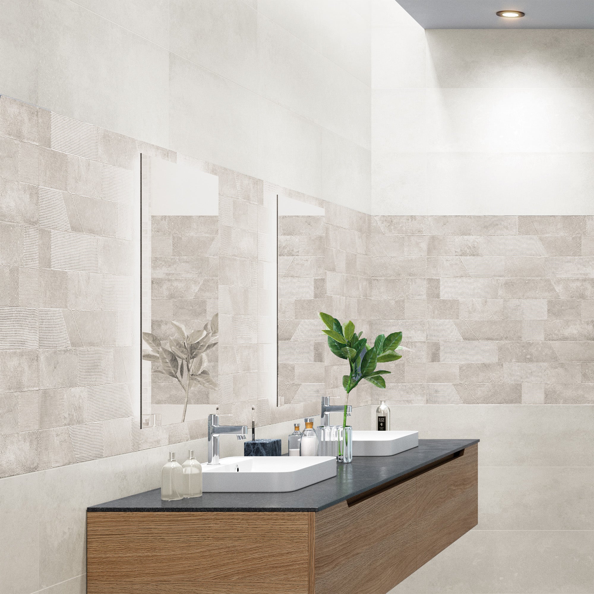 Azulejo cerámico uproad efecto cemento beige 25x75 cm
