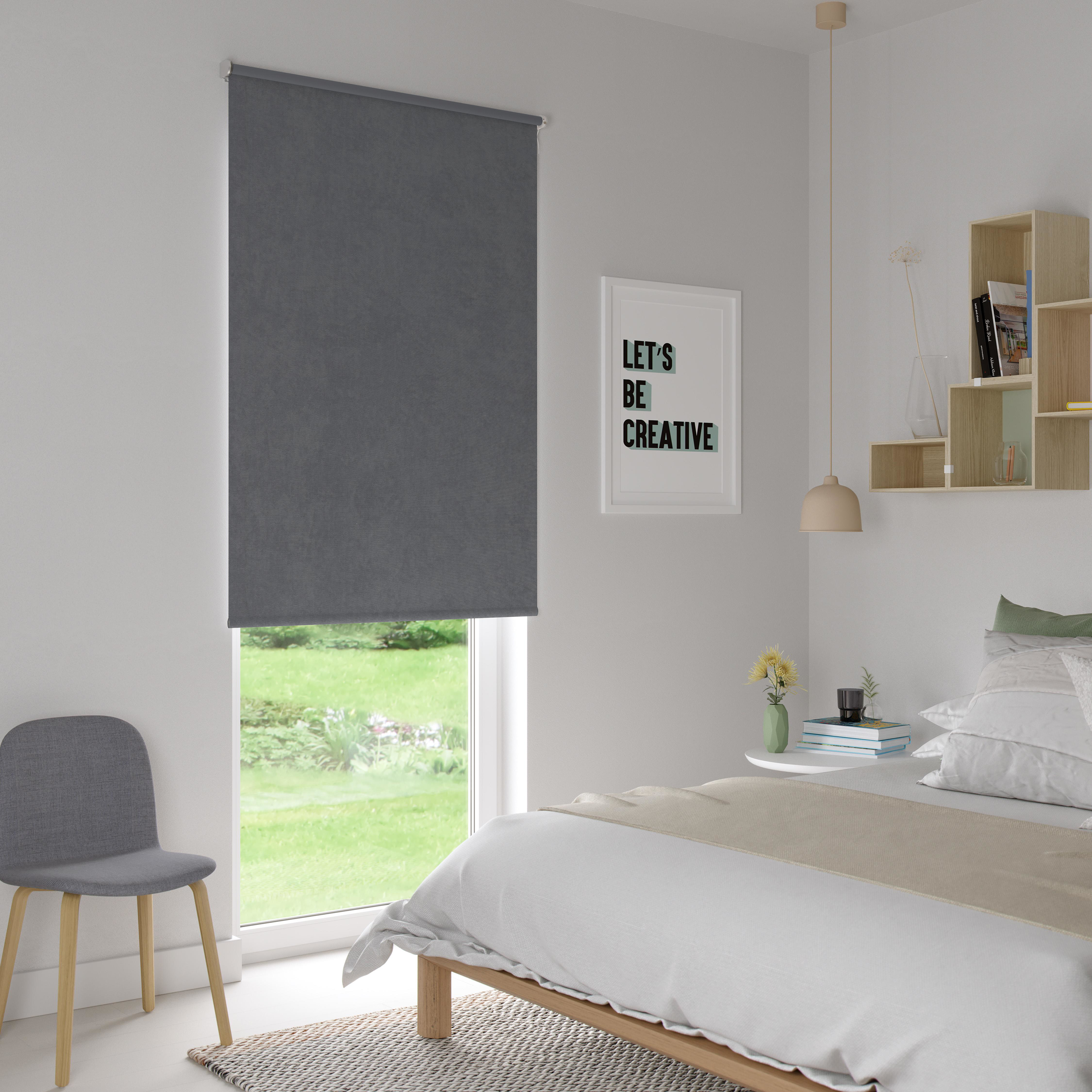 Estor motorizado enrollable opaco nelson gris granito inspire de 90 x 250 cm de la marca Inspire