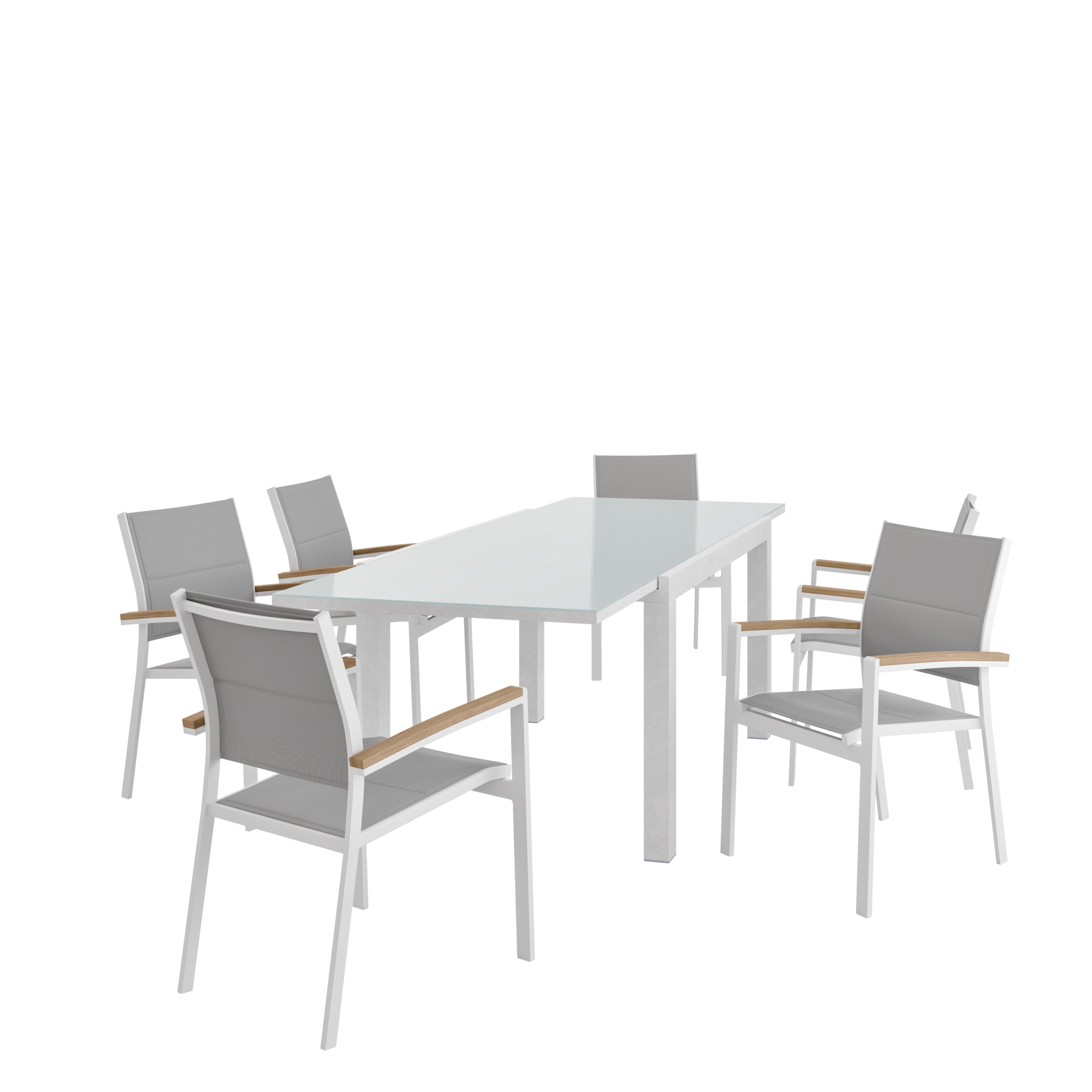Mesa extensible naterial lyra ii de aluminio blanco130/220x90 cm