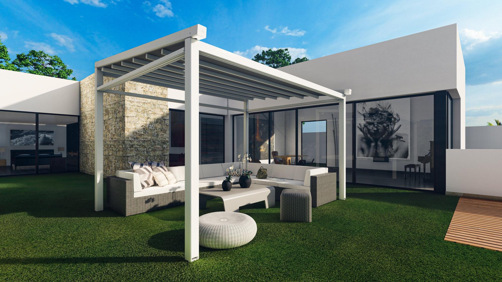Pérgola tensada marsella 4x3 m blanca lona blanca de la marca Sin marca