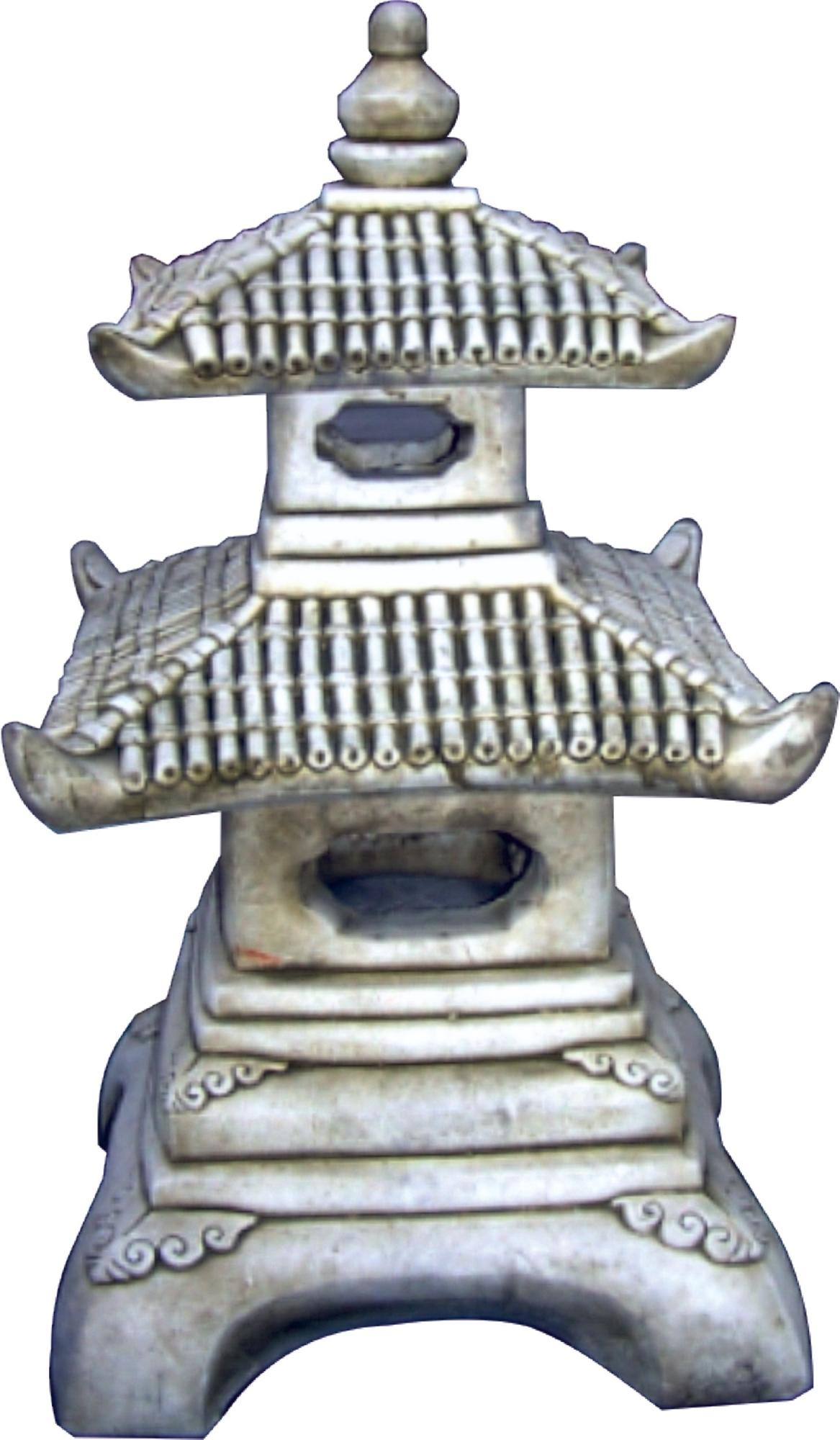 Figura decorativa pagoda doble de 67 cm ceniza