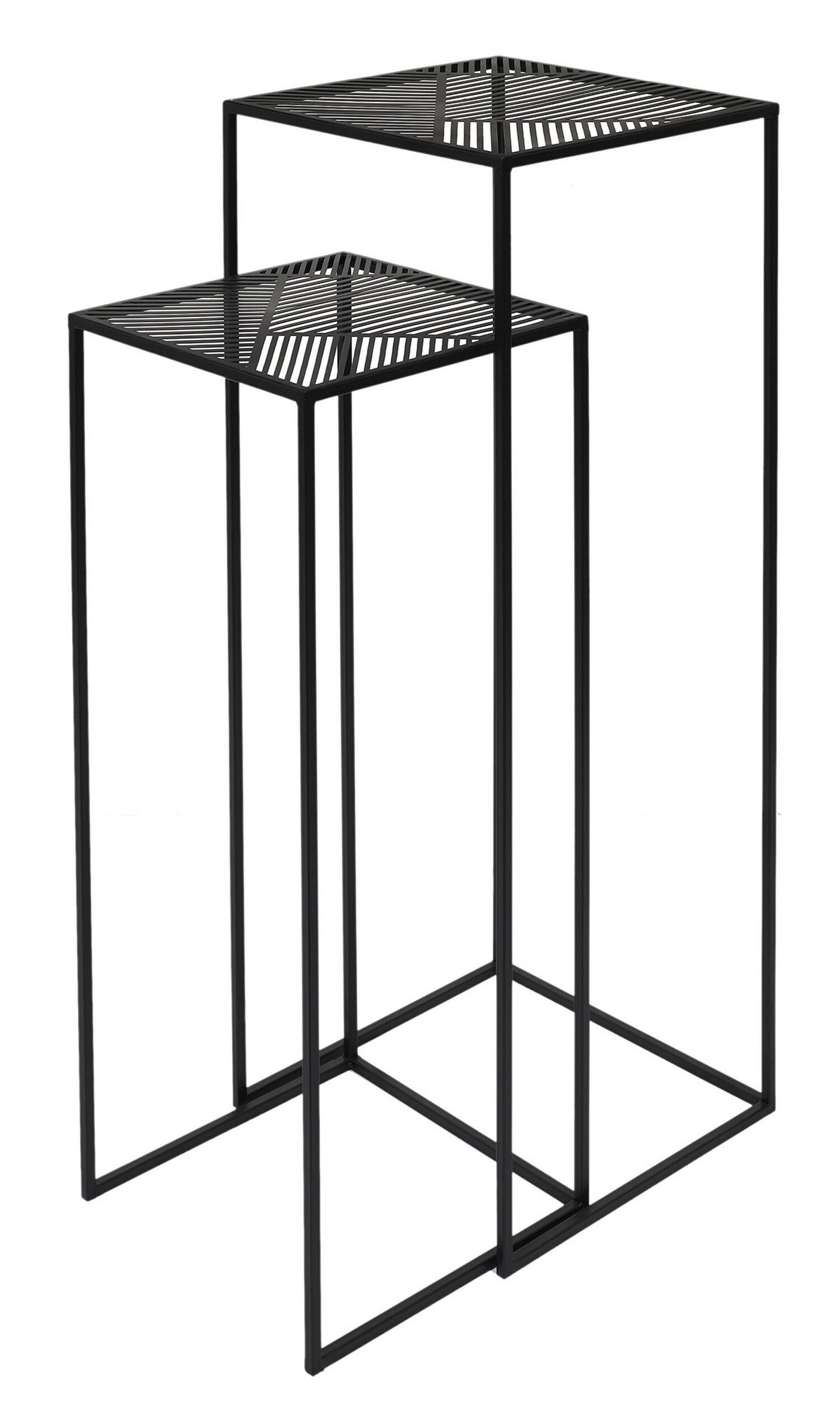 Set 2 mesas auxiliar riga cuadrada metal negro 34x90x34 cm (anchoxaltoxfondo)