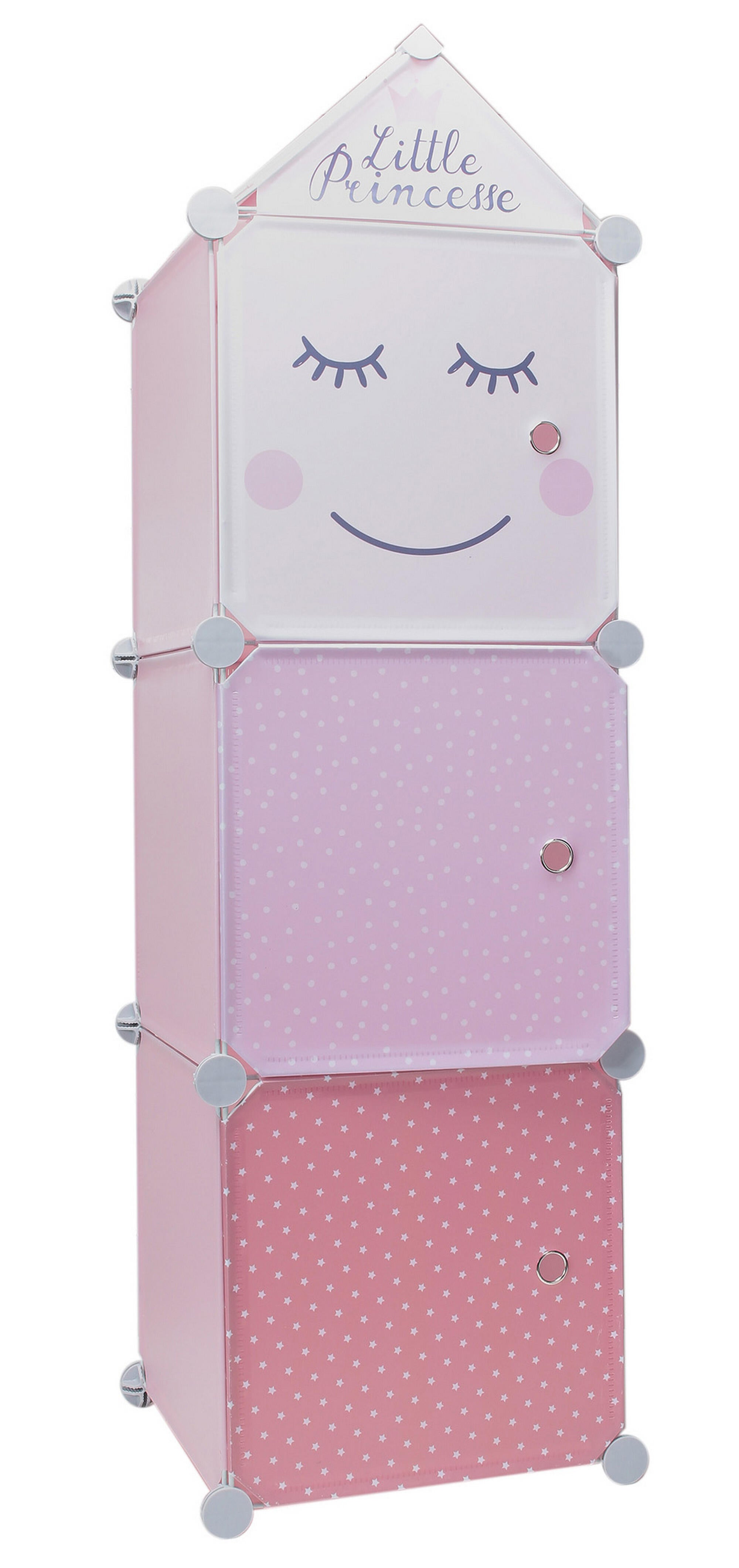 Estantería 3 cubos infantil color rosa de 34x110x32 cm (anchoxaltoxfondo)