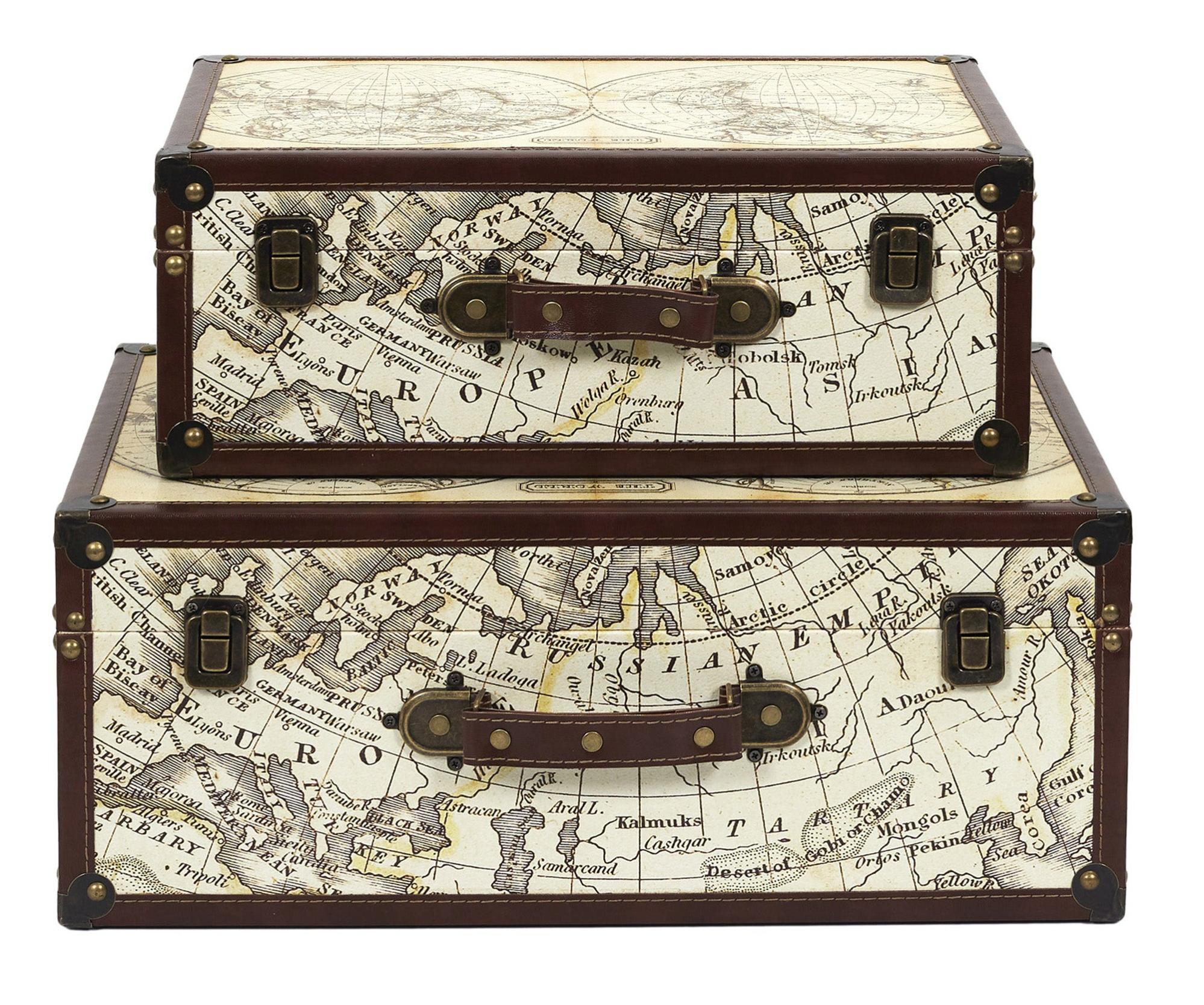 Set de dos cajas de madera color marrón de 18,3x30x46,5cm