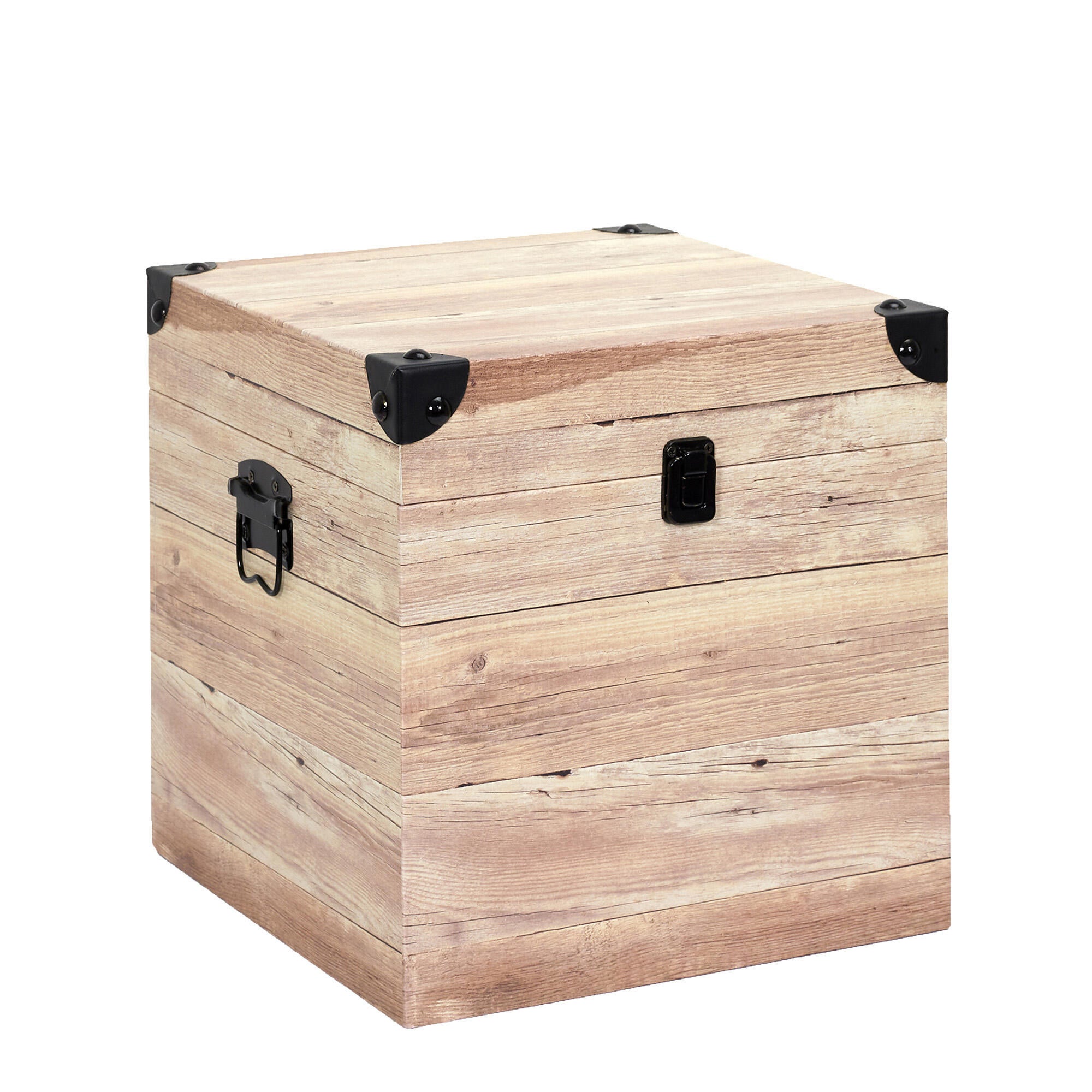 Set de 3 cajas de madera natural, forma de baúl, juego cajas