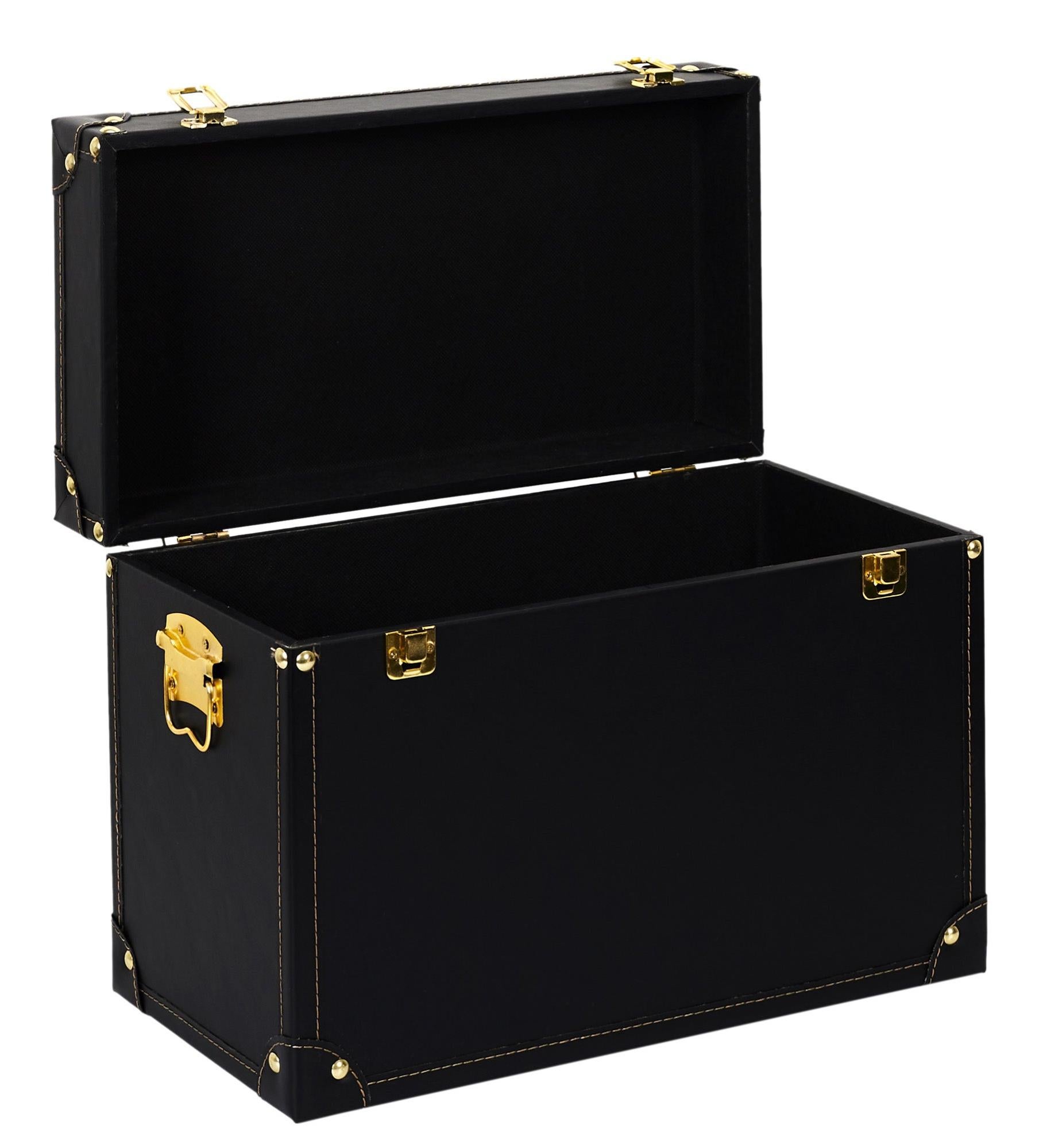 Set de tres cajas de madera color negro de 25x29x40cm