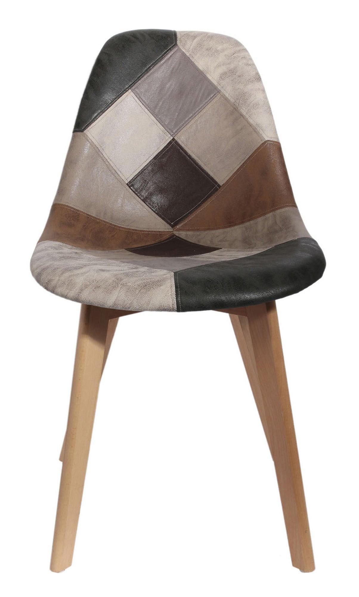 Set 4 sillas de comedor patchwork multicolor (tonos marrón)