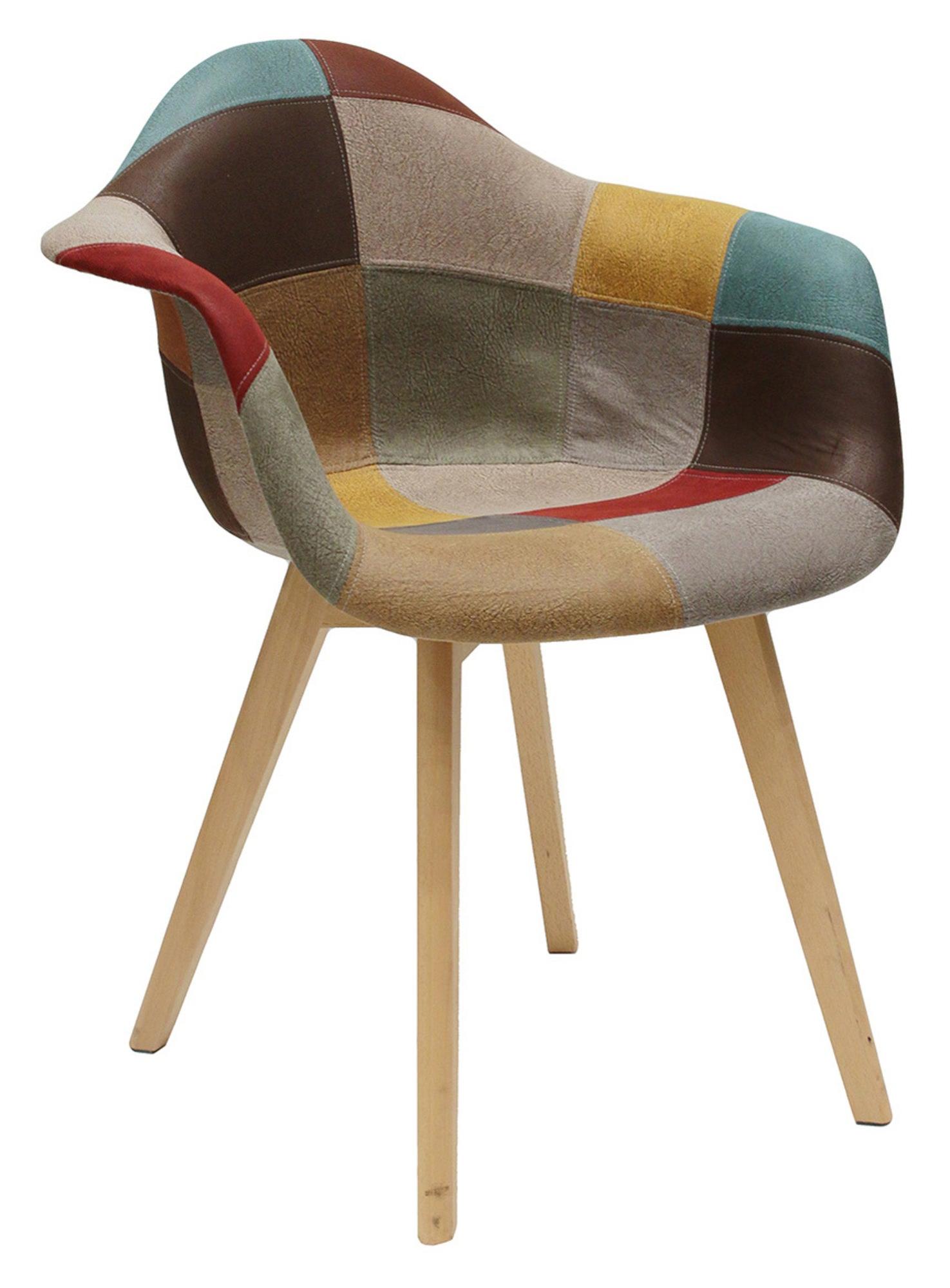 Set 2 sillas de comedor patchwork multicolor (tonos ocre)