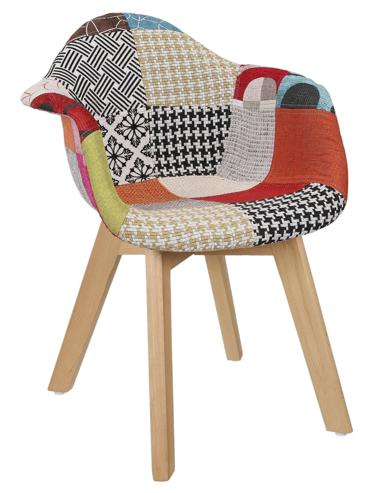 Set 2 sillas de comedor infantil patchwork multicolor (tonos caldero)