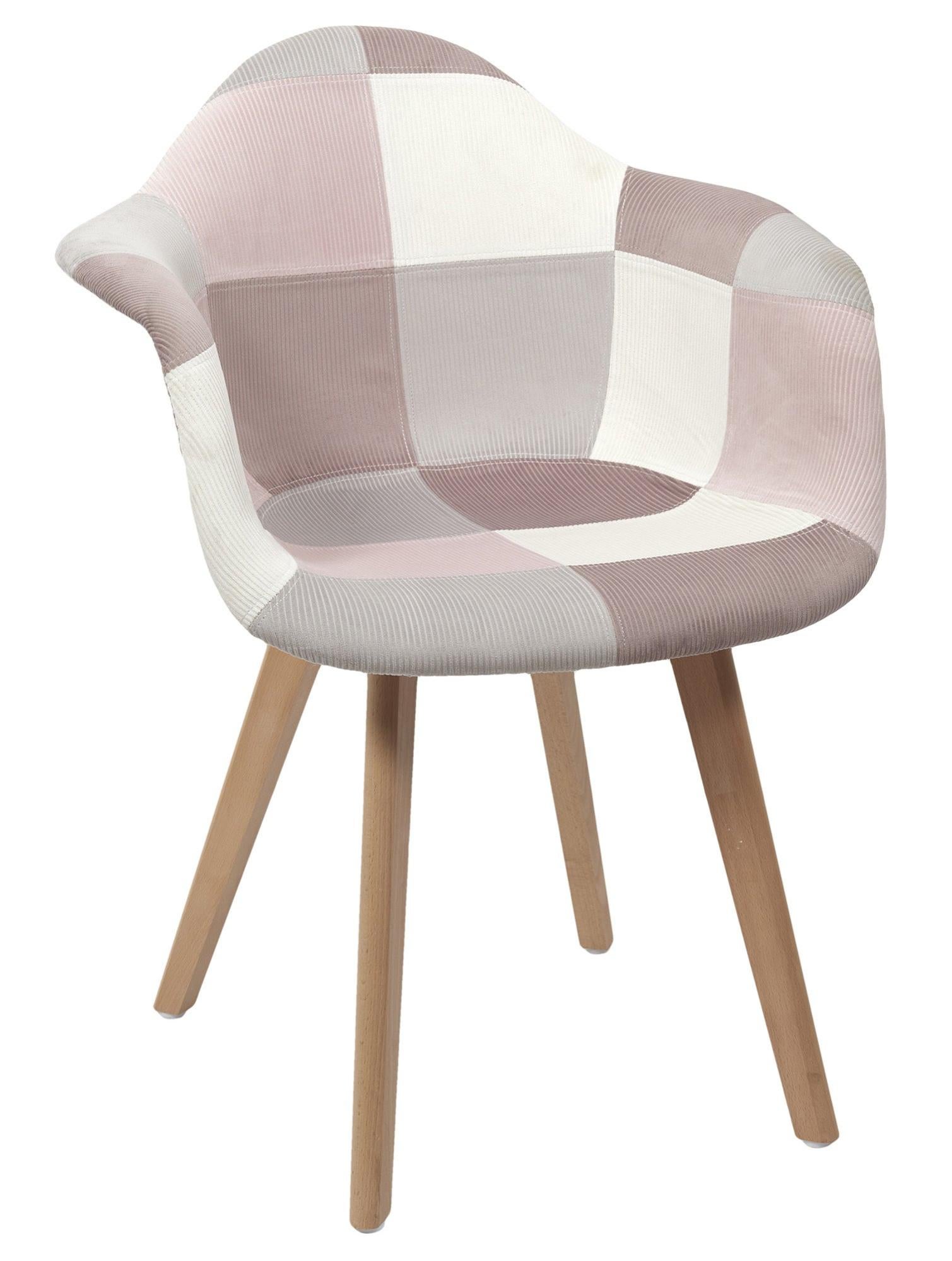 Set 2 sillas de comedor patchwork multicolor (tonos rosa)