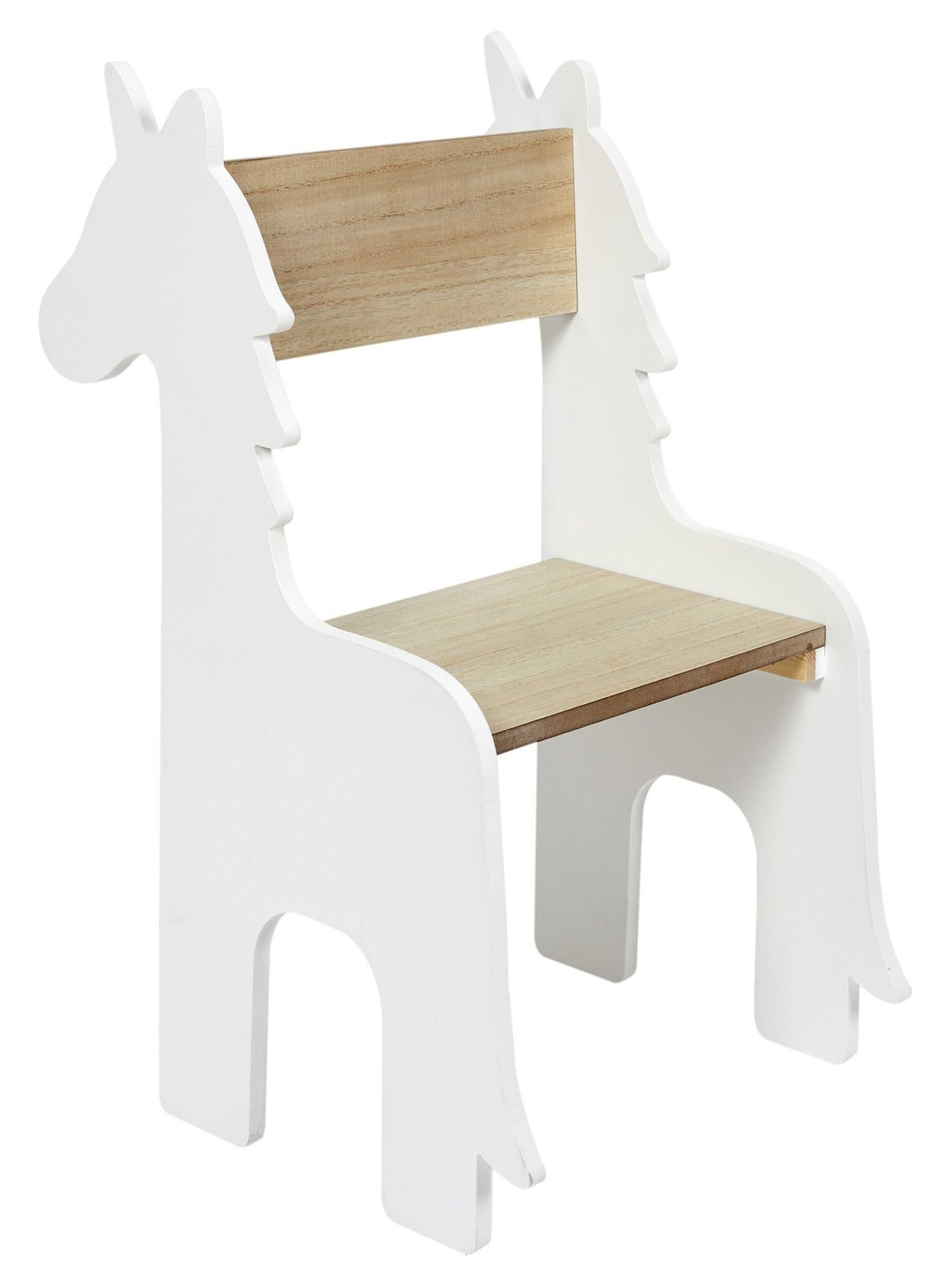 Silla infantil unicornio de madera color blanco de 60x41x33cm