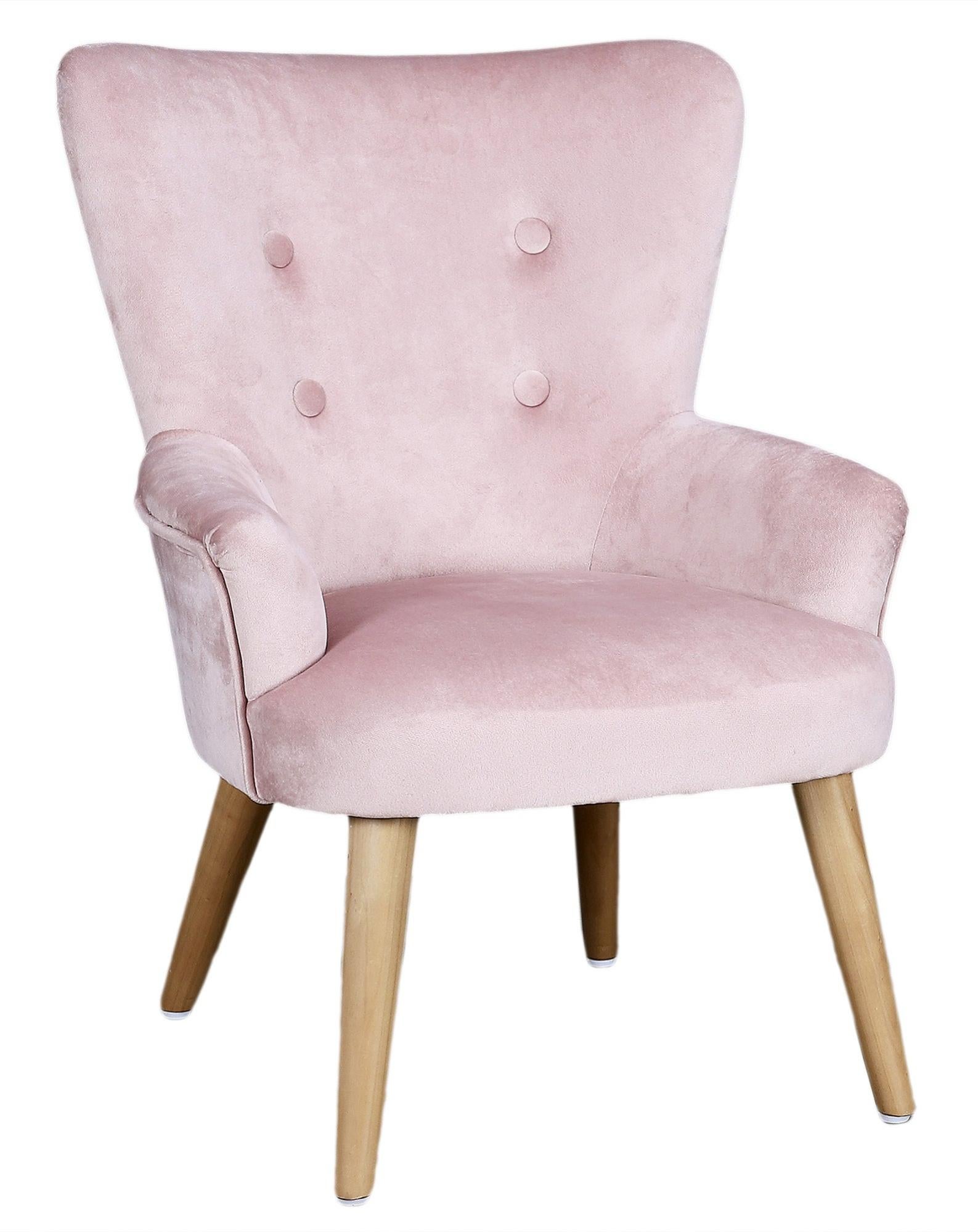 Silla infantil de madera color rosa de 63x40,5x46cm