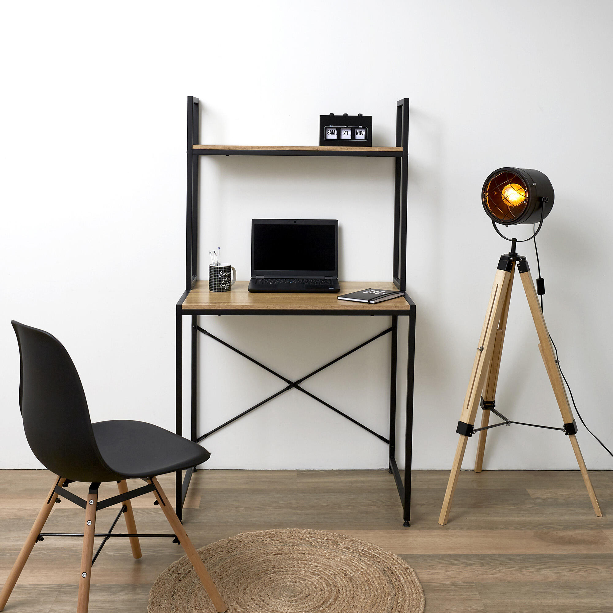 Mesa de escritorio de mdf color negro de 145x48x80cm