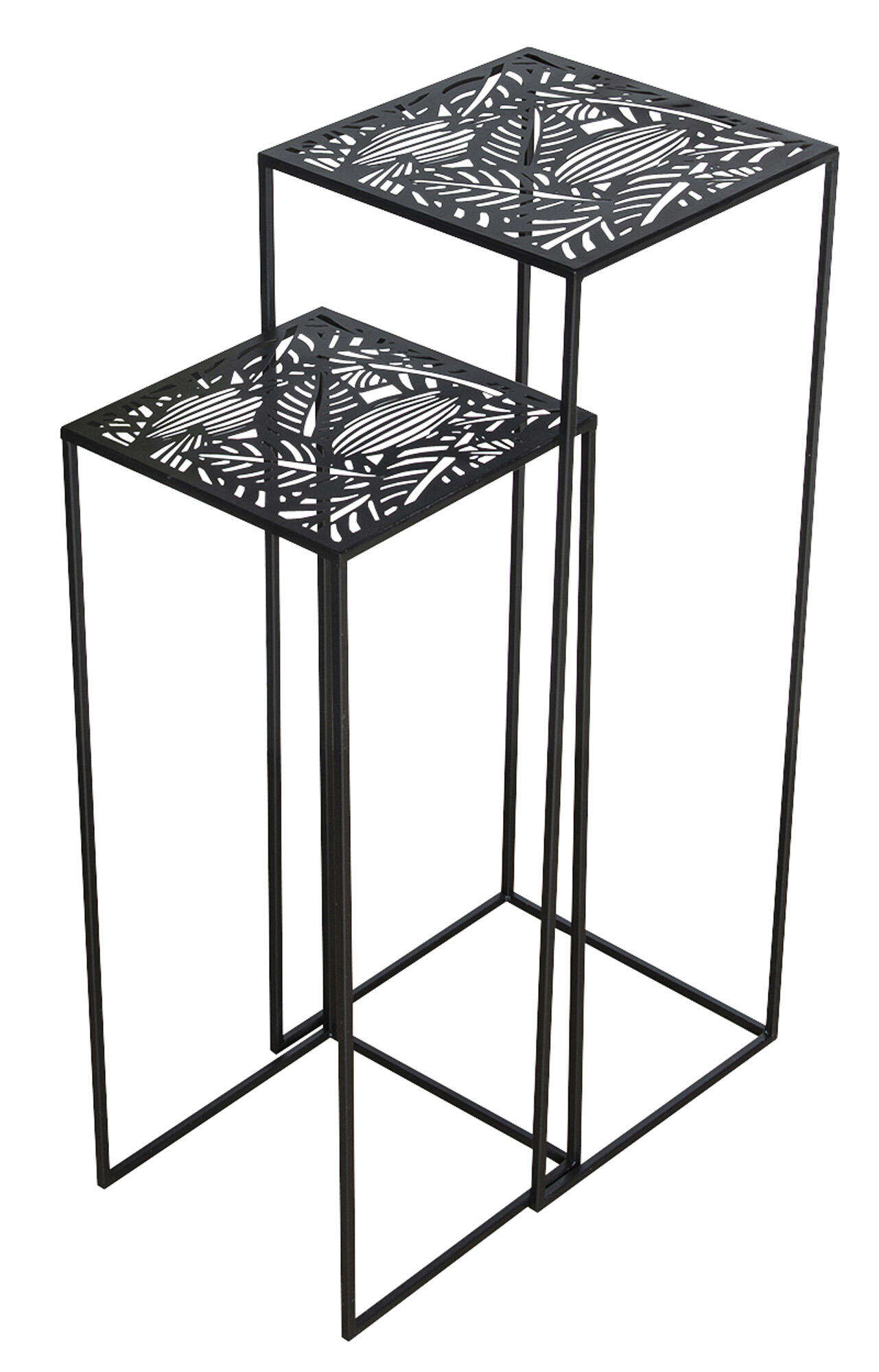 Set 2 mesas auxiliar havana cuadrada metal negro 34x90x34 cm (anchoxaltoxfondo)