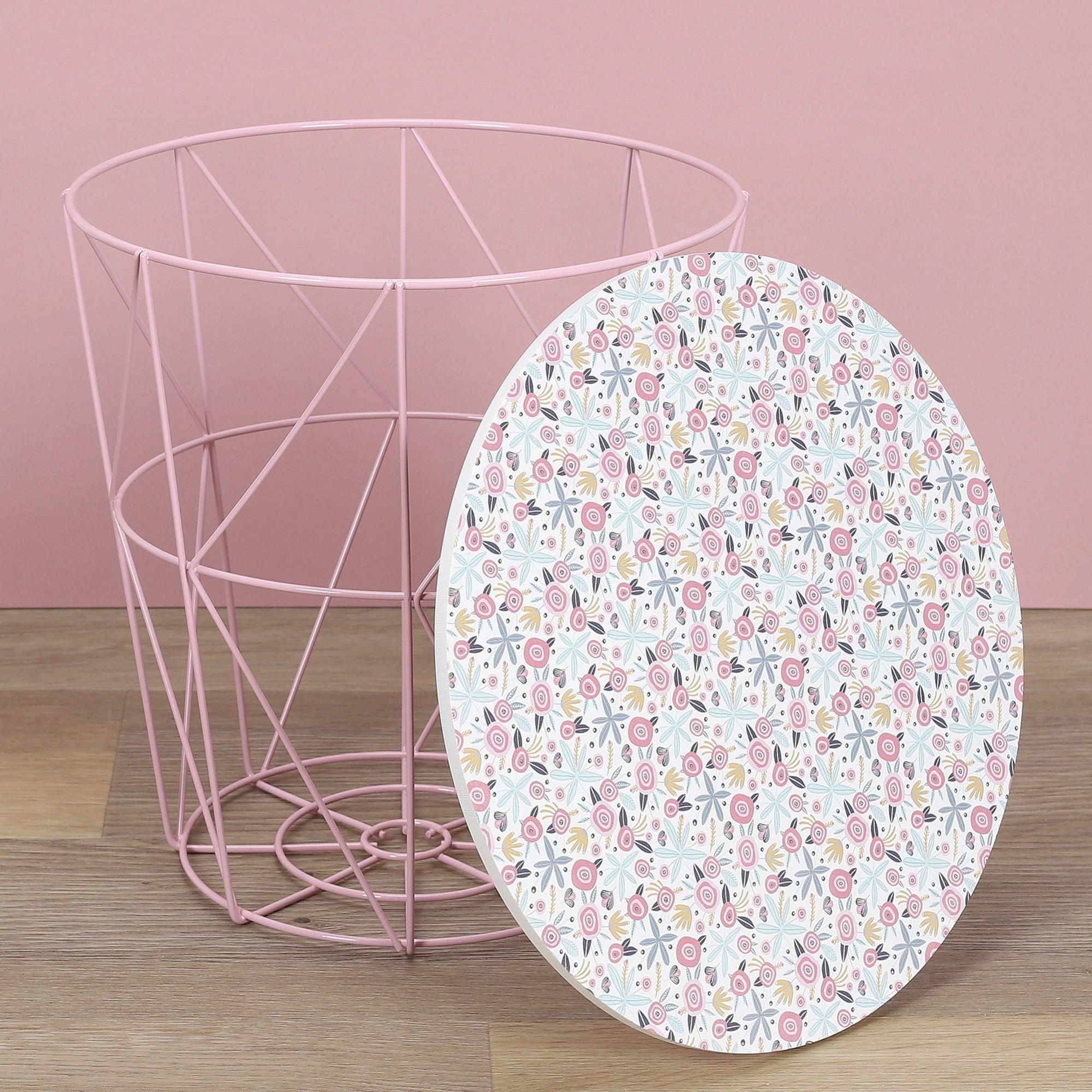 Mesa auxiliar redonda de mdf color rosa de 30x30x30cm de la marca Sin marca