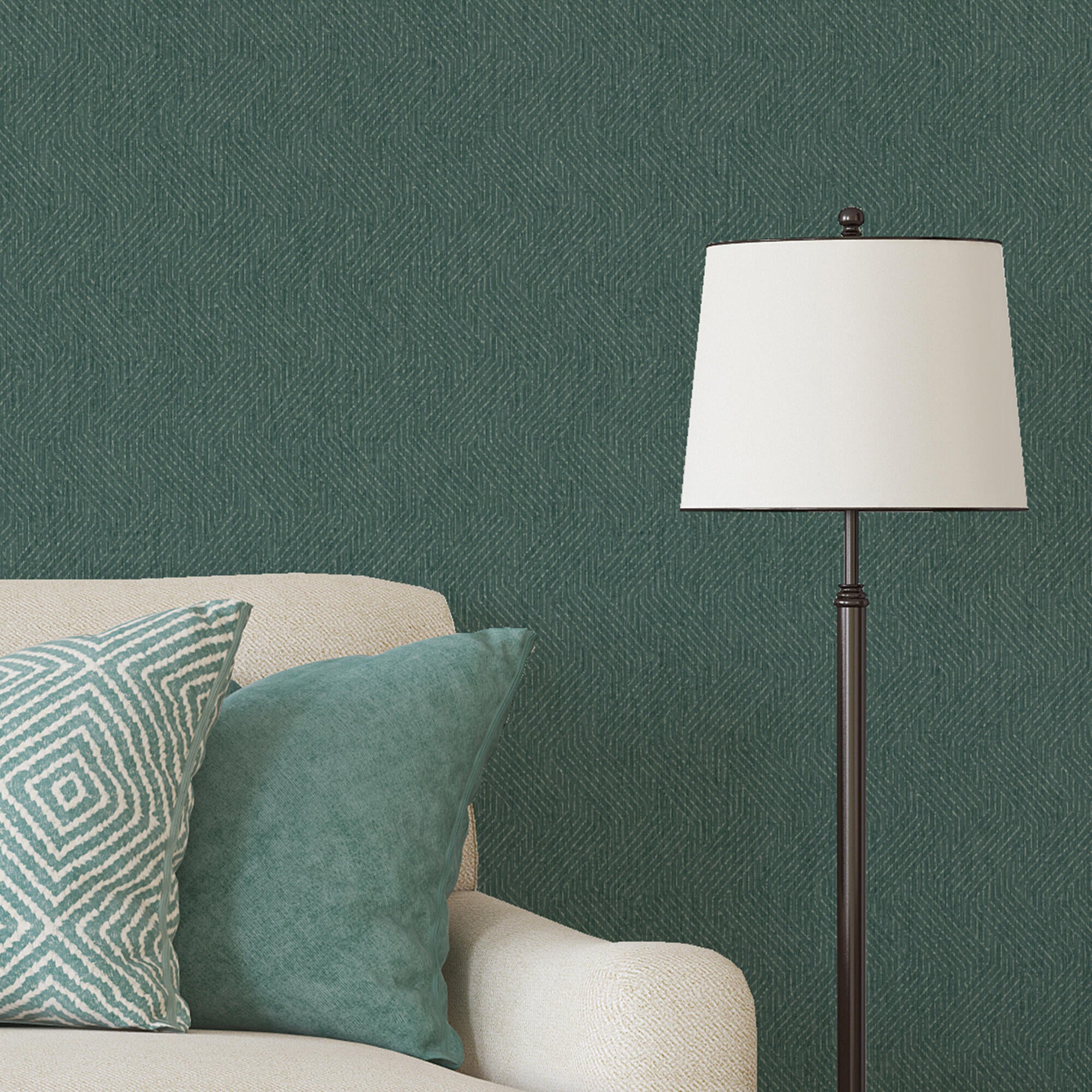 Papel pintado vinilo naturaleza geométrico verde