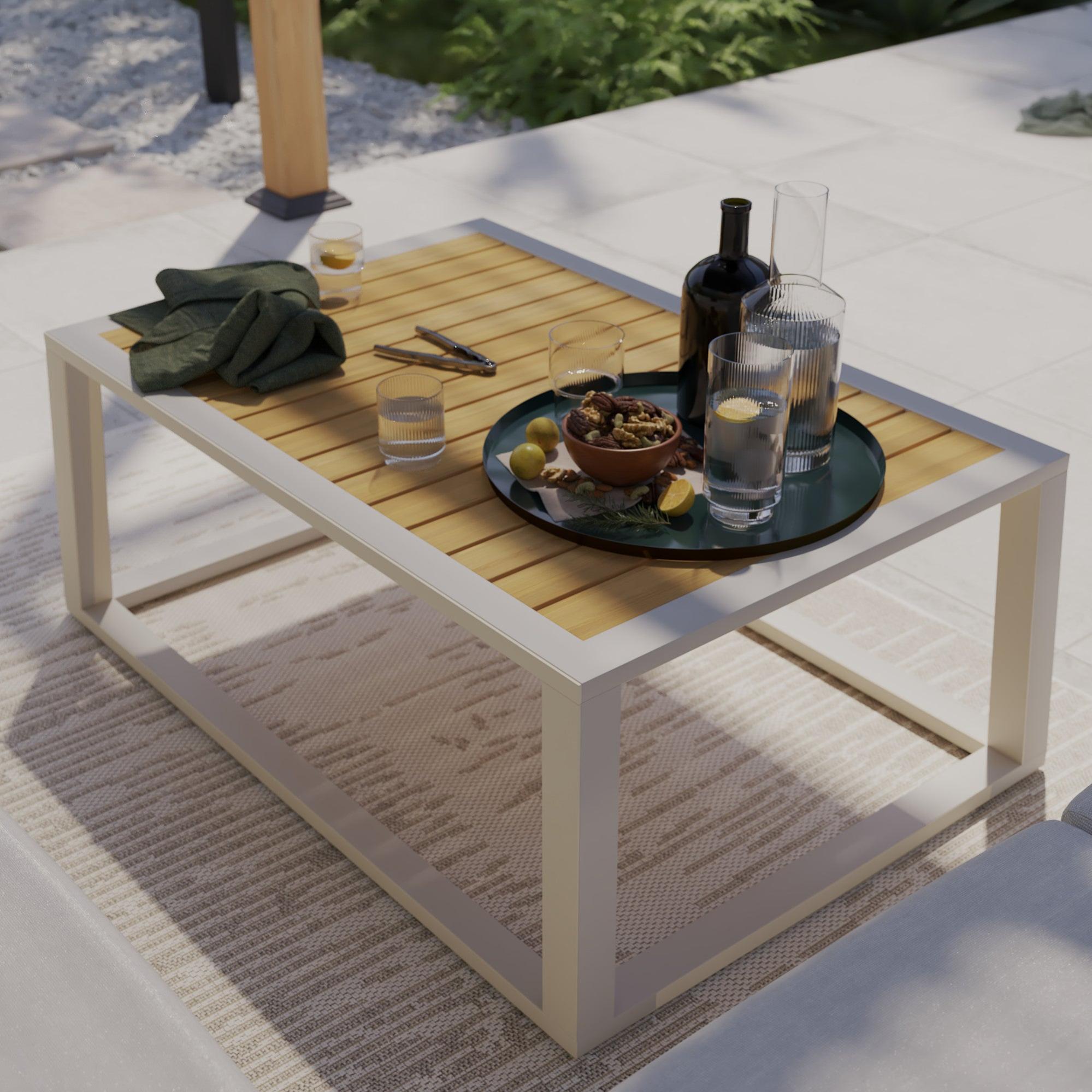 Set de porche esquinero naterial elani de aluminio/madera para 6 personas de la marca NATERIAL