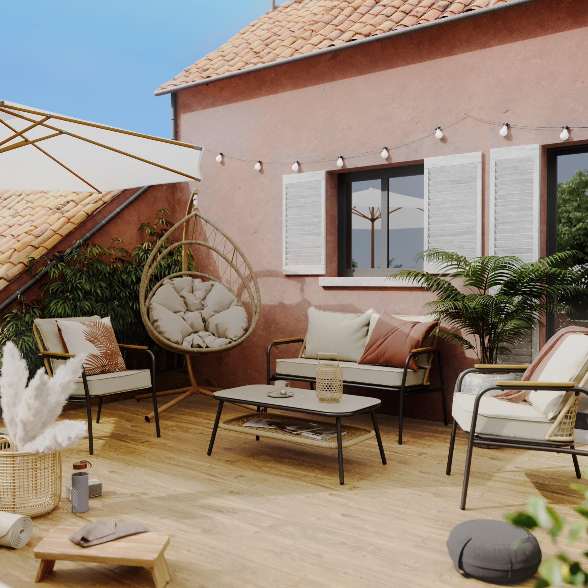 Set de porche naterial etos de acero gris para 4 personas de la marca NATERIAL