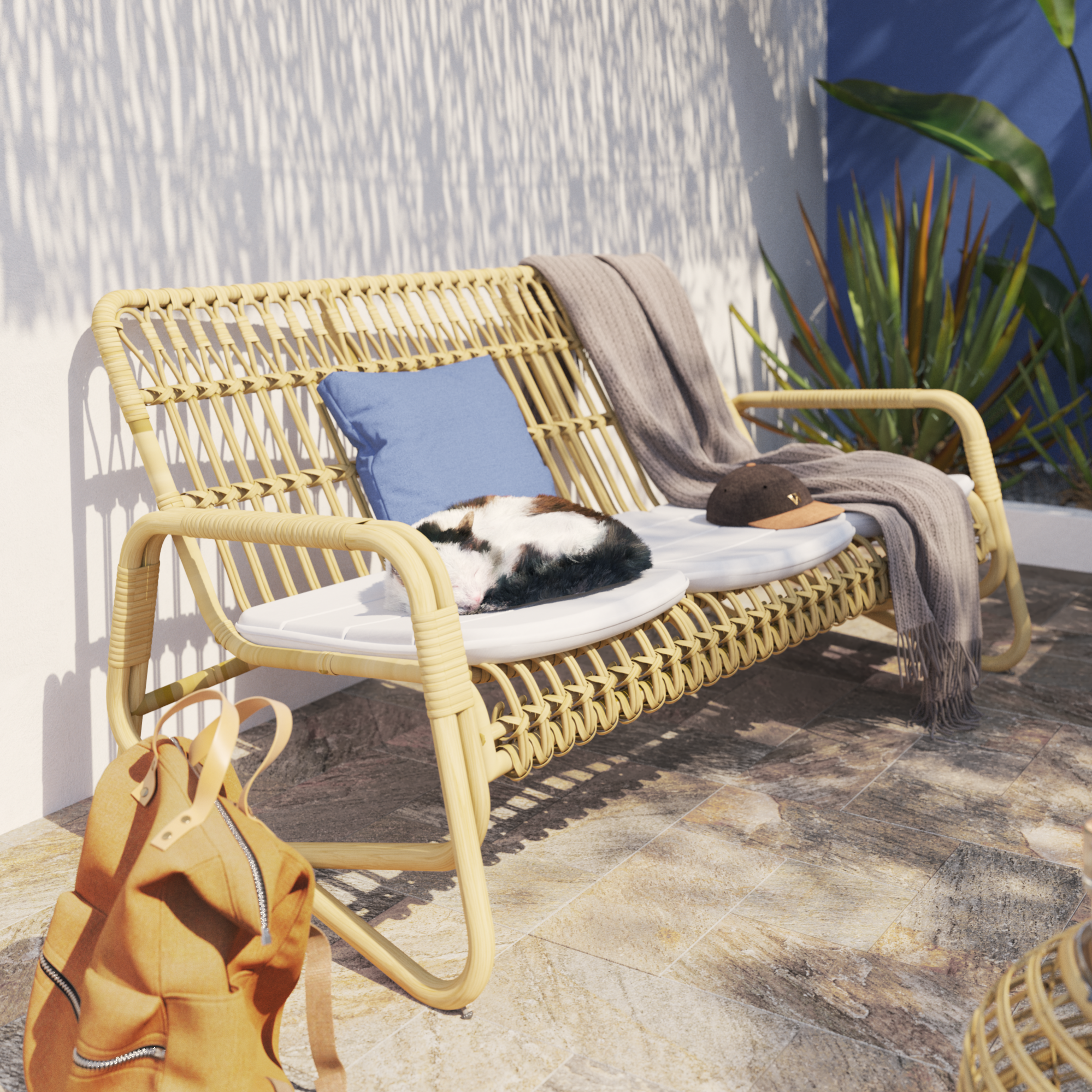 Set de porche naterial bellis de aluminio/mimbre para 5 personas de la marca NATERIAL