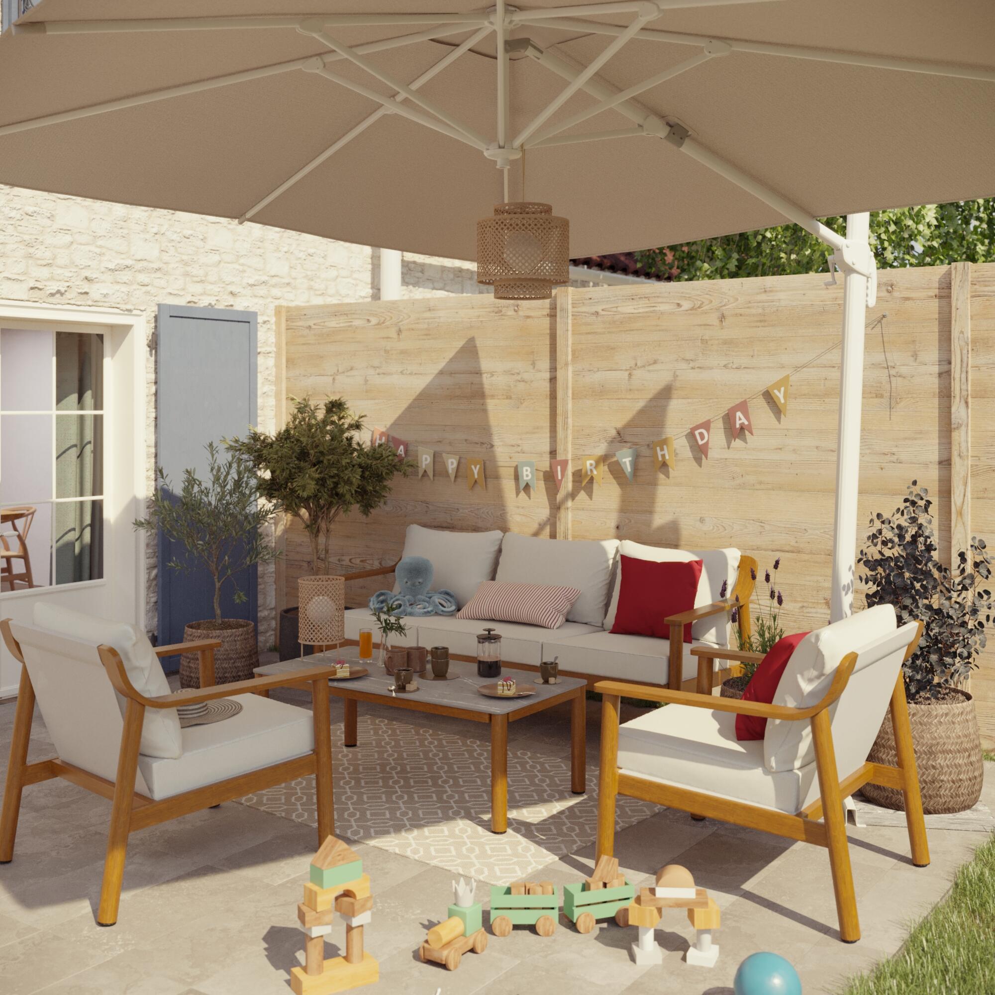 Set de porche naterial ares de aluminio beige para 5 personas