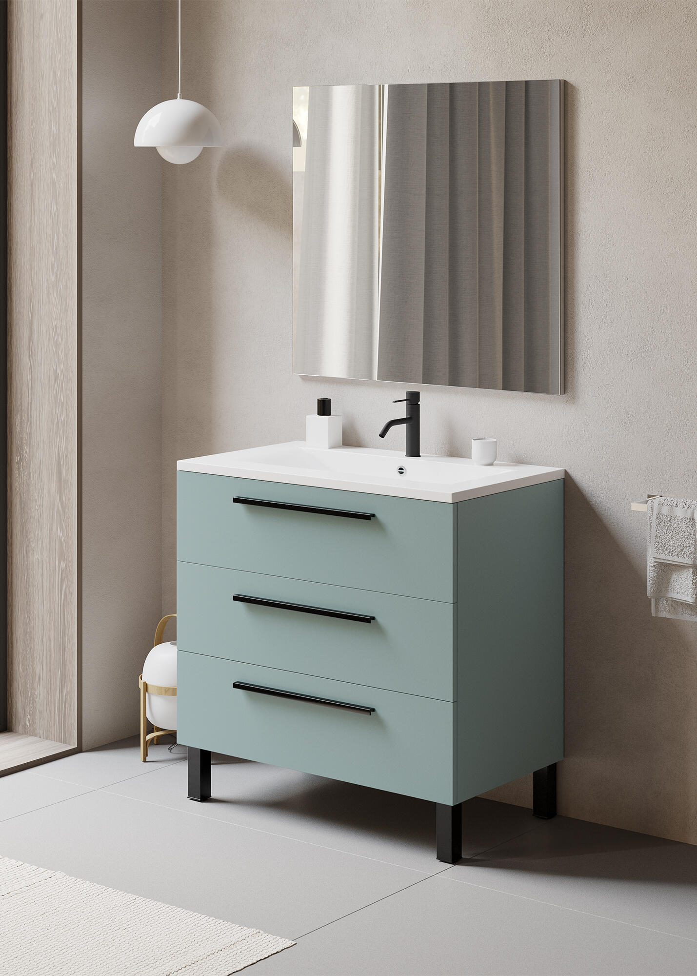 Mueble de baño con lavabo madrid azul 90x45 cm