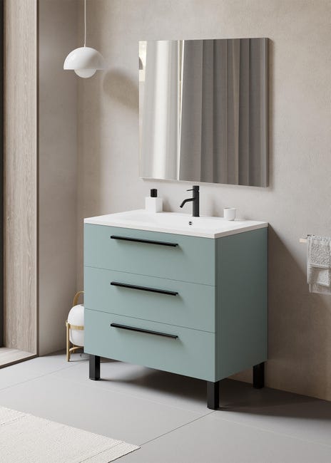 Personalmente mineral El principio Mueble de baño con lavabo Madrid azul 90x45 cm | Leroy Merlin