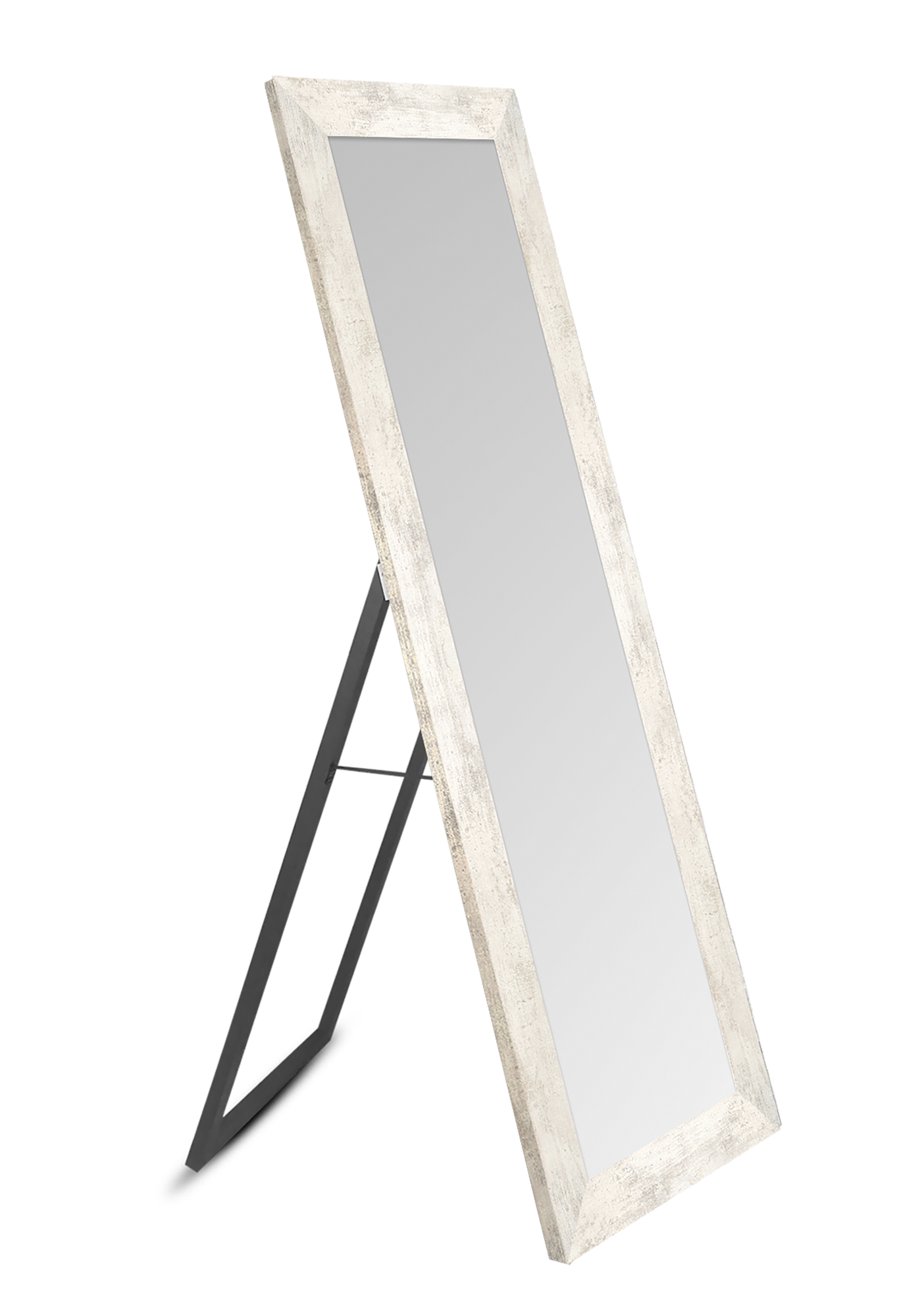 Espejo enmarcado de pie rectangular textura blanco 155 x 52 cm