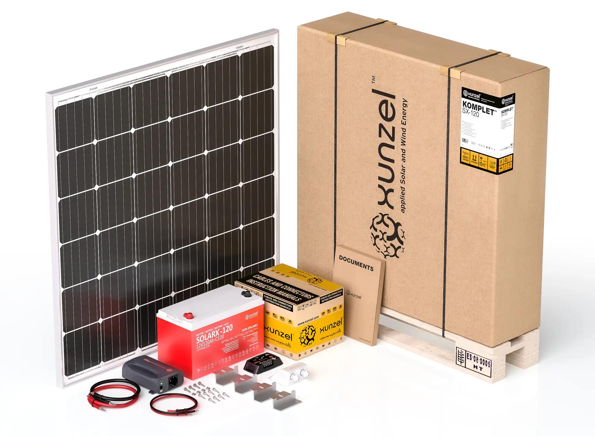 Set solar fotovoltaico con batería caravan-xunzel-190w-sx120-12v con fijaciones