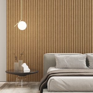 Paneles de pared de listones de madera, paquete de 2 listones de madera  para pared, 94.48 x 12.59 x 0.82 pulgadas cada uno, paneles de pared 3D  para