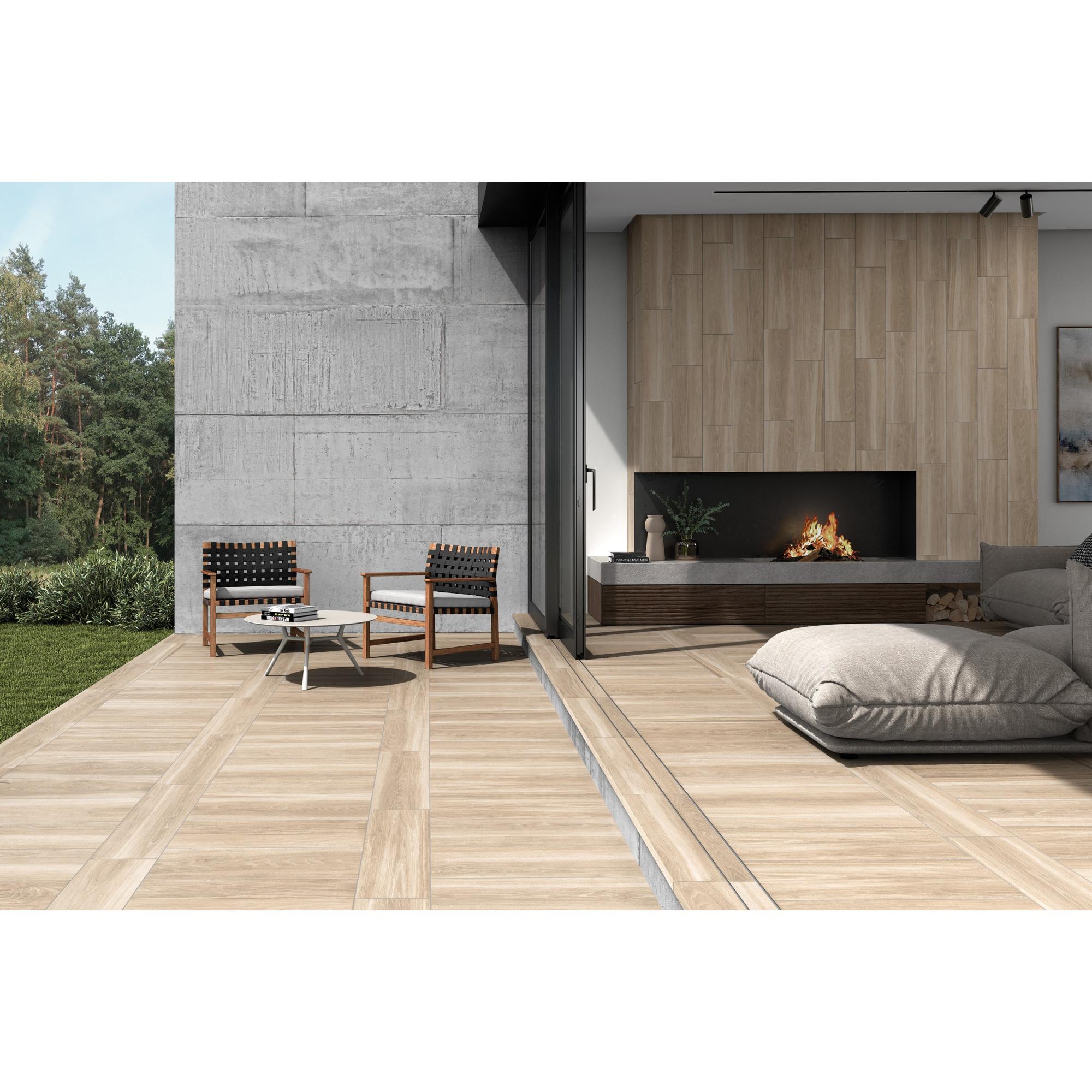 Suelo porcelánico ARTENS Kimva 90x15 cm beige C3 interior/exterior ...