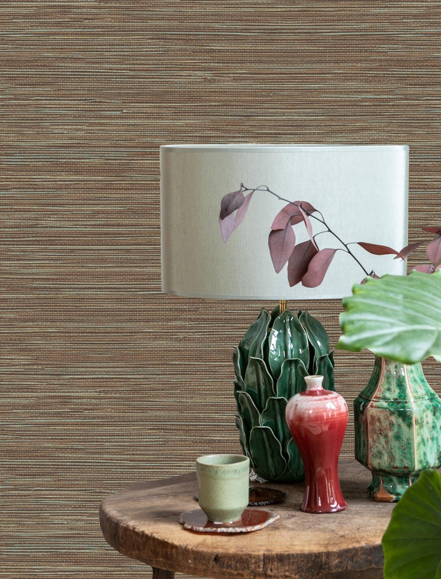 Papel pintado vinilo vegetal marrón