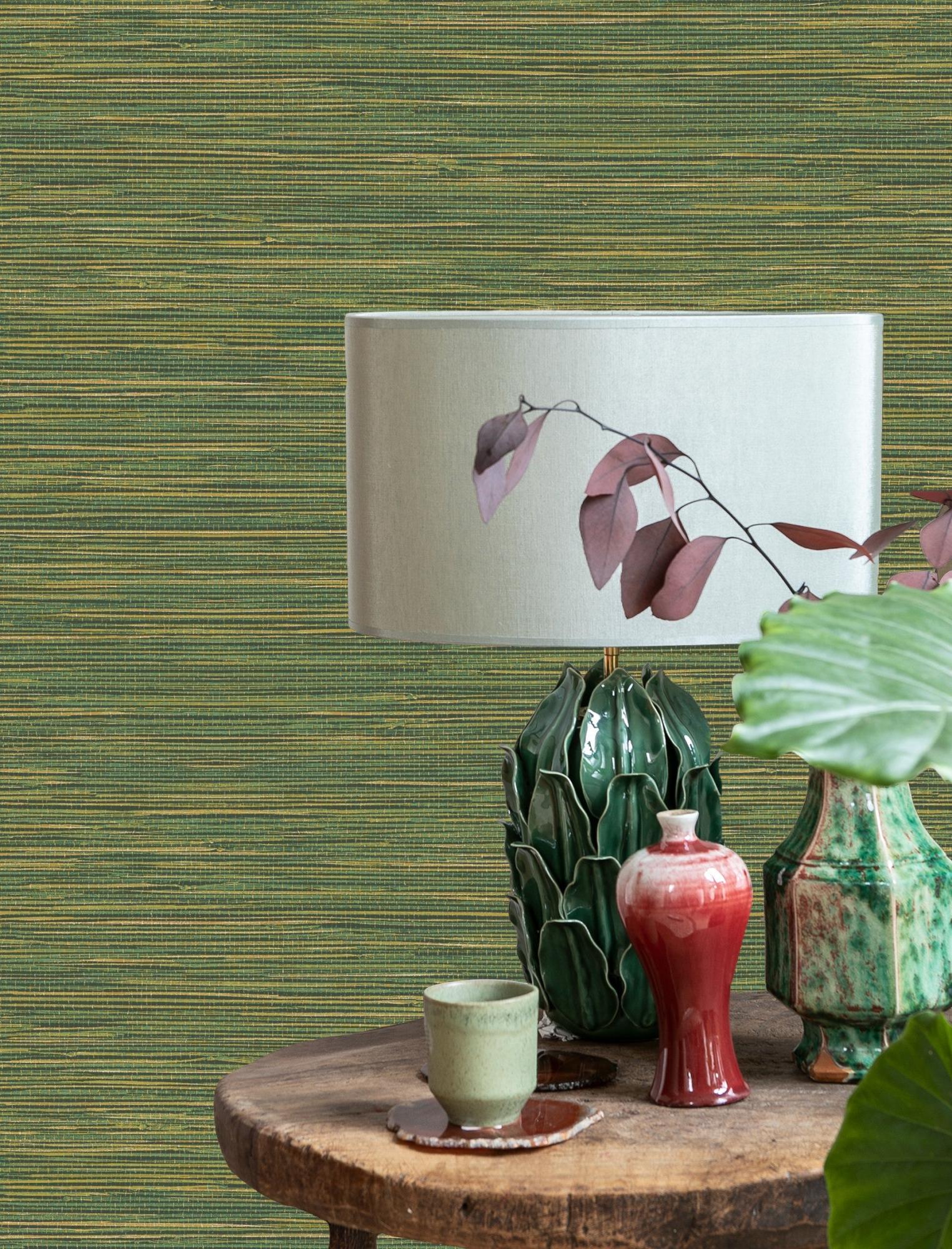 Papel pintado vinilo vegetal verde