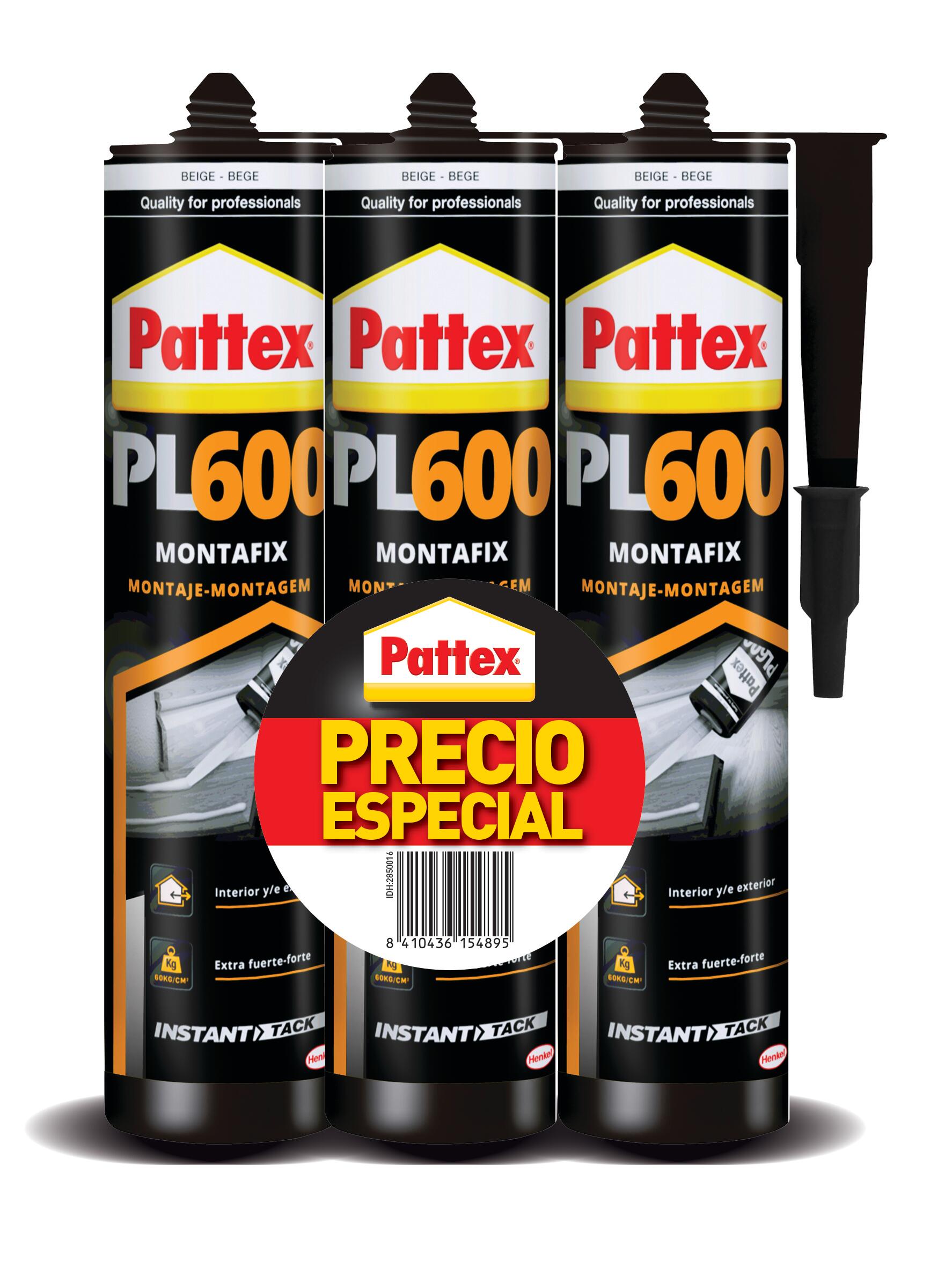 Pack 3 adhesivos de montaje No Mas Clavos PL600 MONTAFIX PATTEX