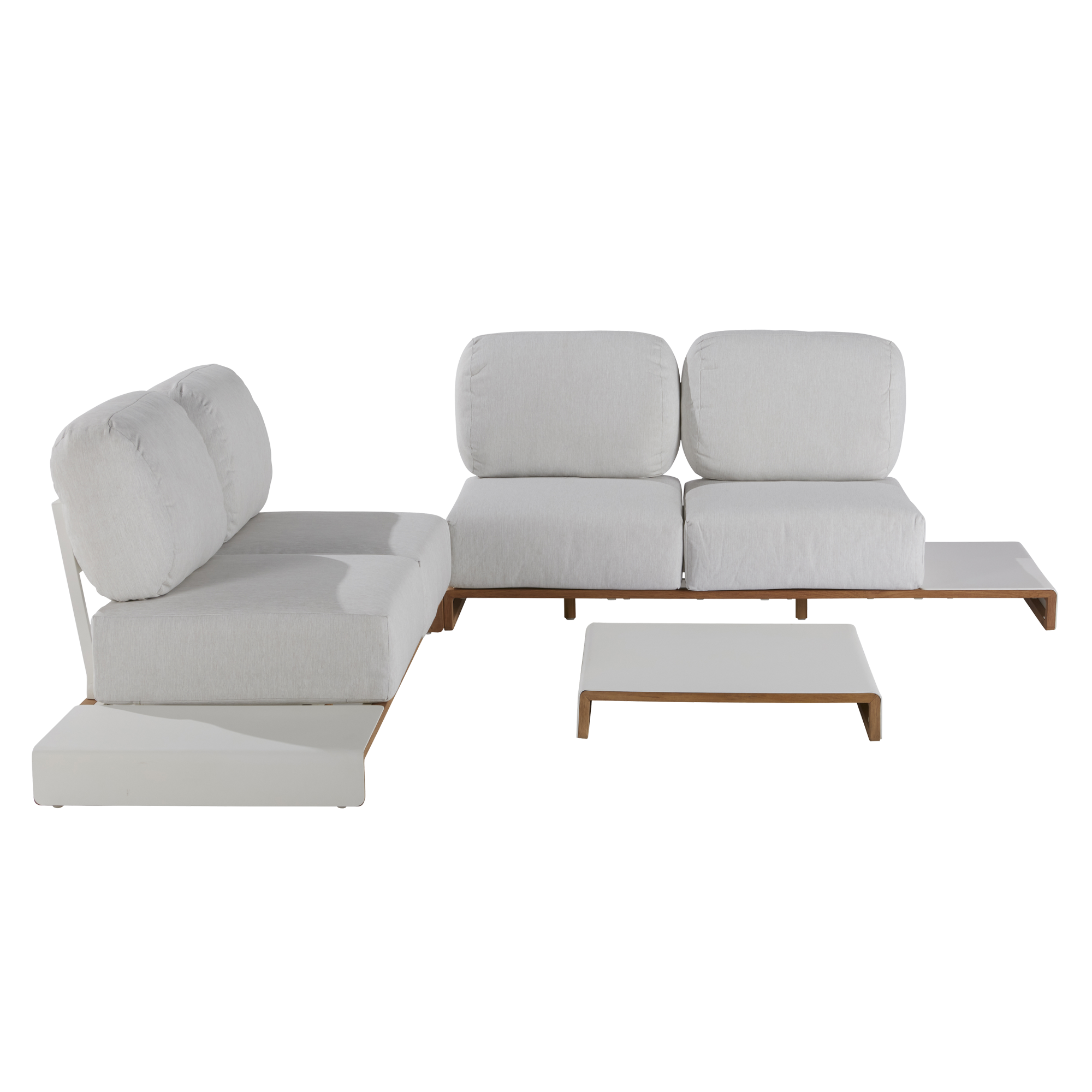 Sofá de jardín 2 plz de aluminio y teca naterial memphis izq blanco de la marca NATERIAL