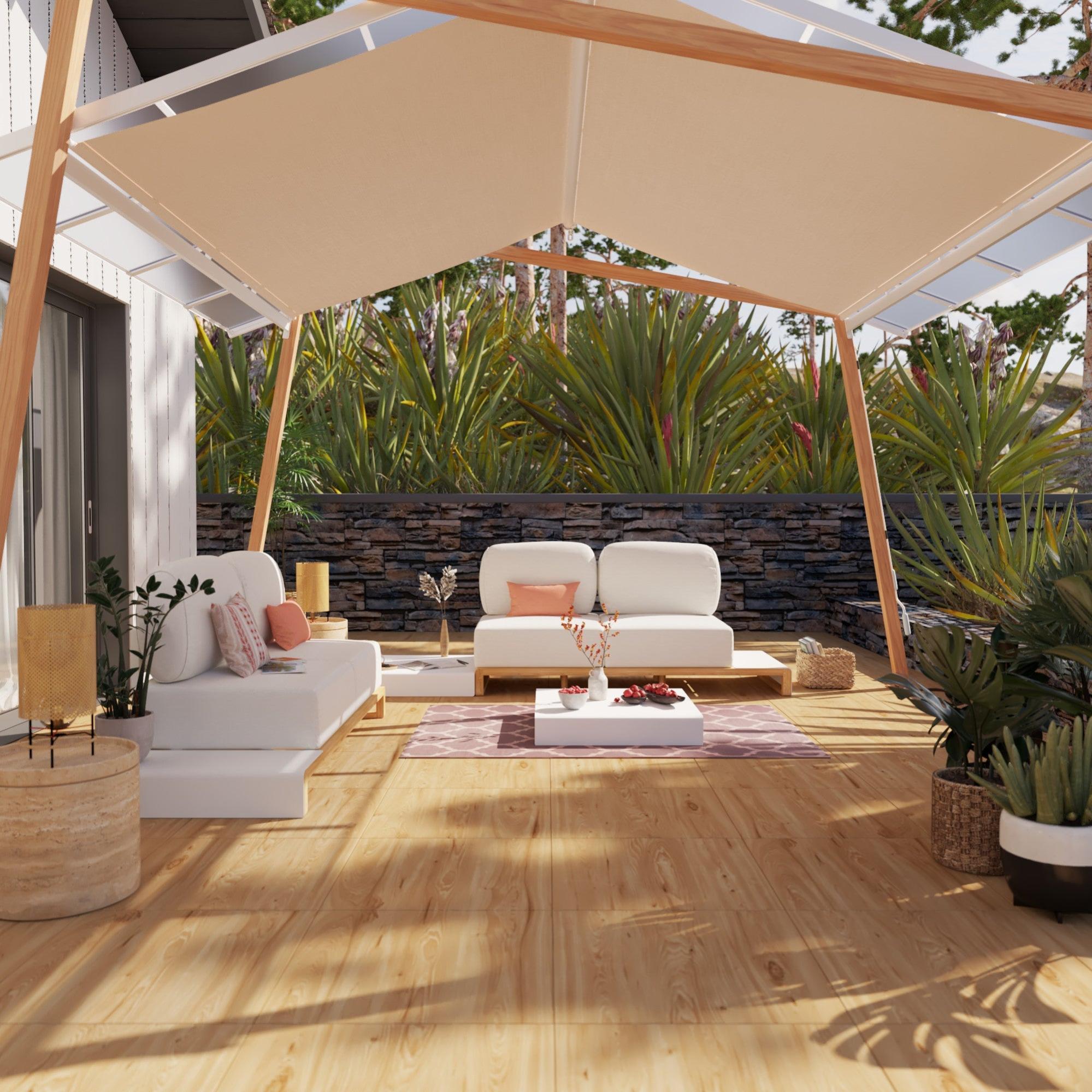 Sofá de jardín 2 plz de aluminio y teca naterial memphis der blanco de la marca NATERIAL Sofá de jardín 2 plz de aluminio y teca naterial memphis der blanco de la marca NATERIAL