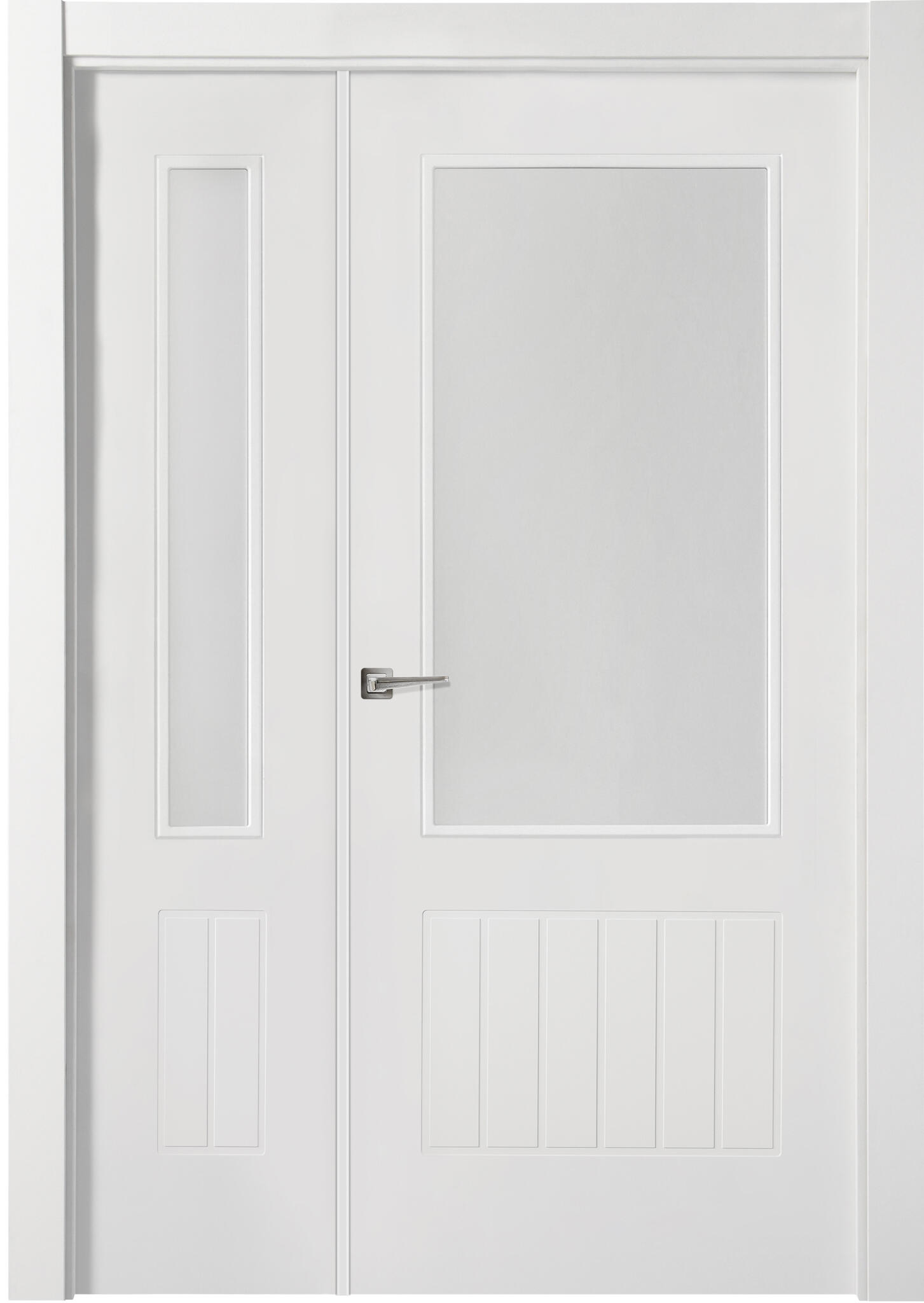 Puerta madison plus blanco apertura derecha con cristal de 11x 105 cm