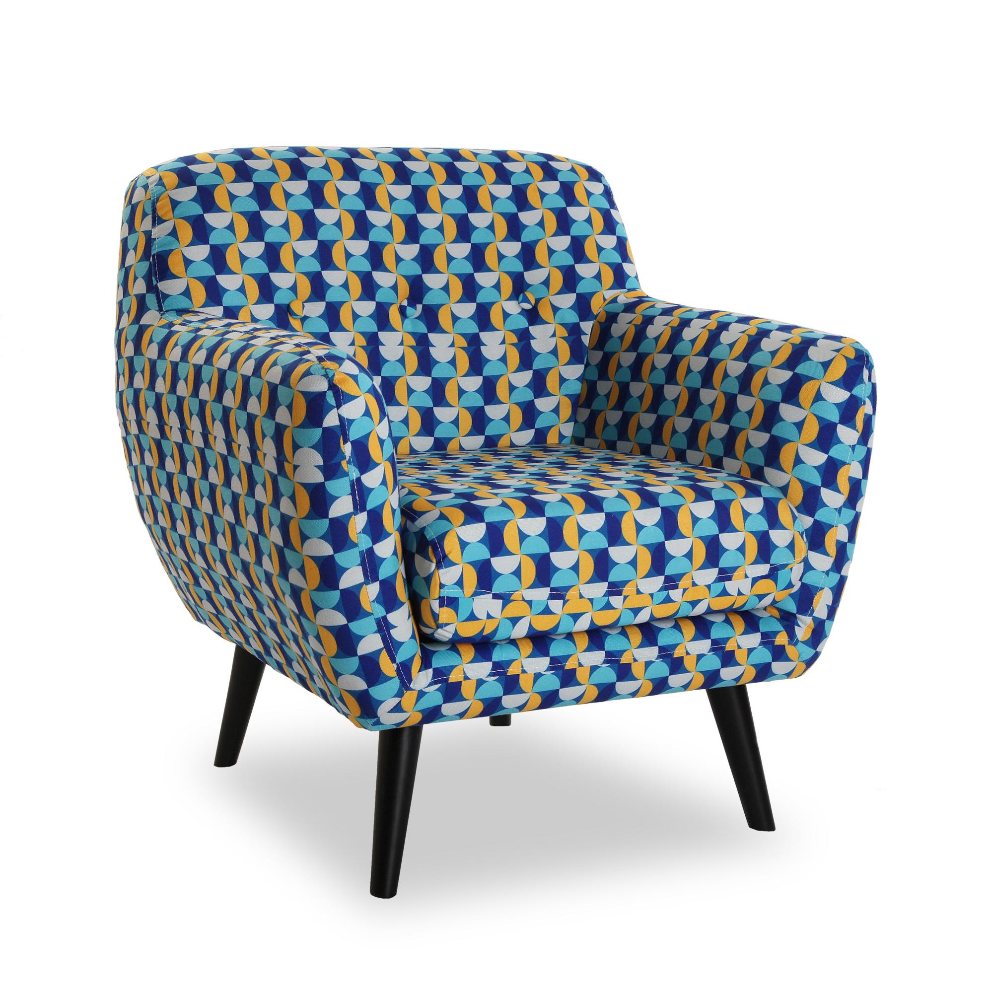 Sofa individual decorativo algodón cuadrado Klee azul multicolor