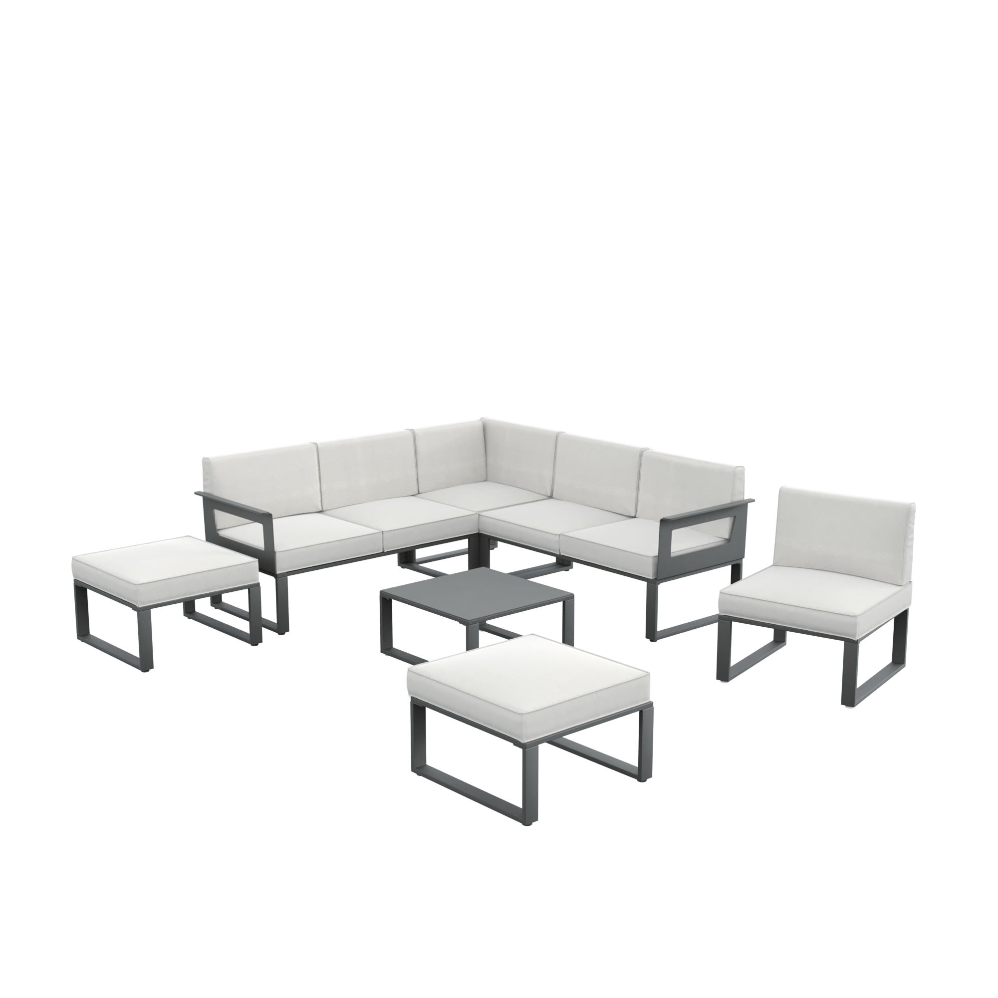 Conjunto de sofás y mesa baja odyssea de aluminio antracita para 10 personas