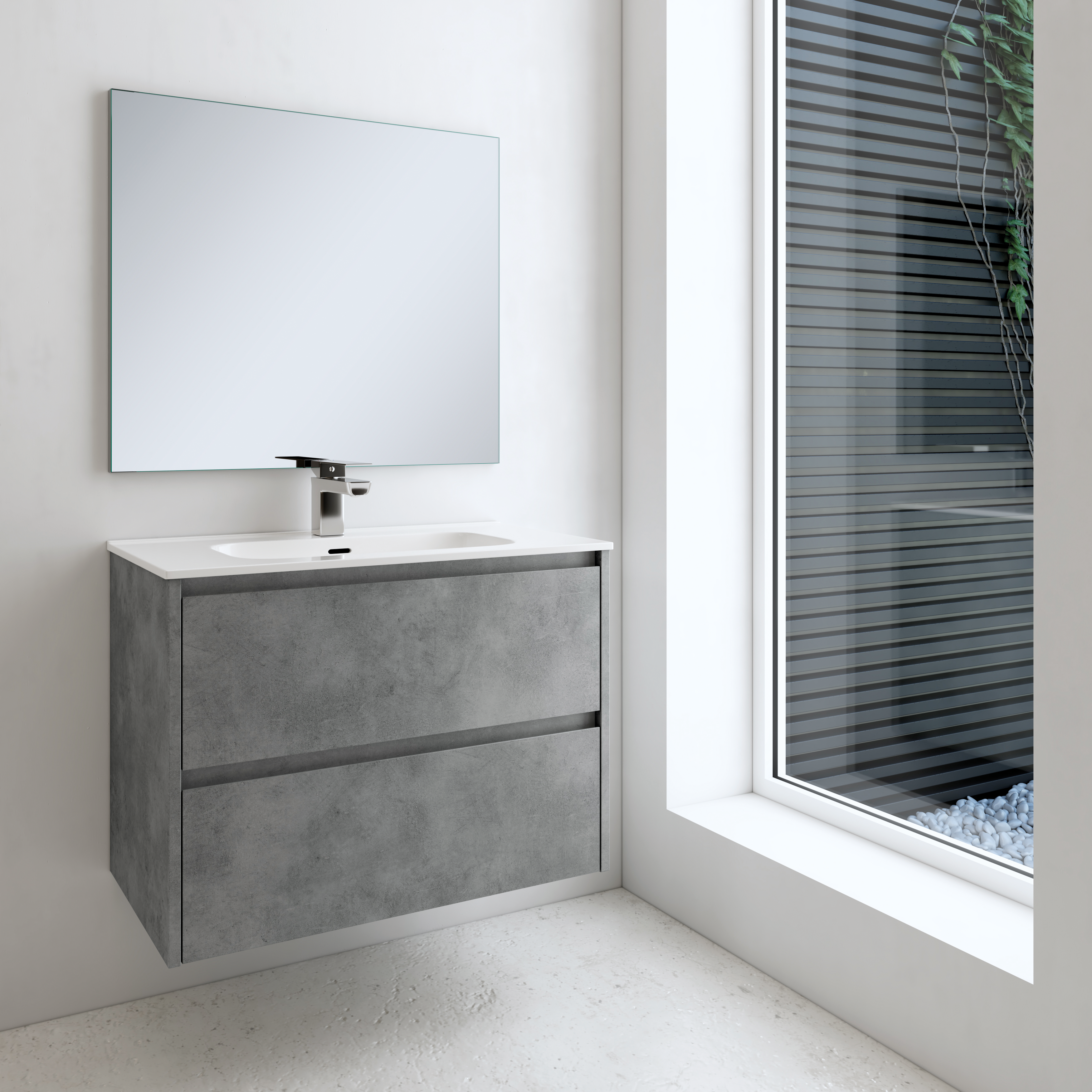 Mueble de baño con lavabo moon gris 80x45 cm