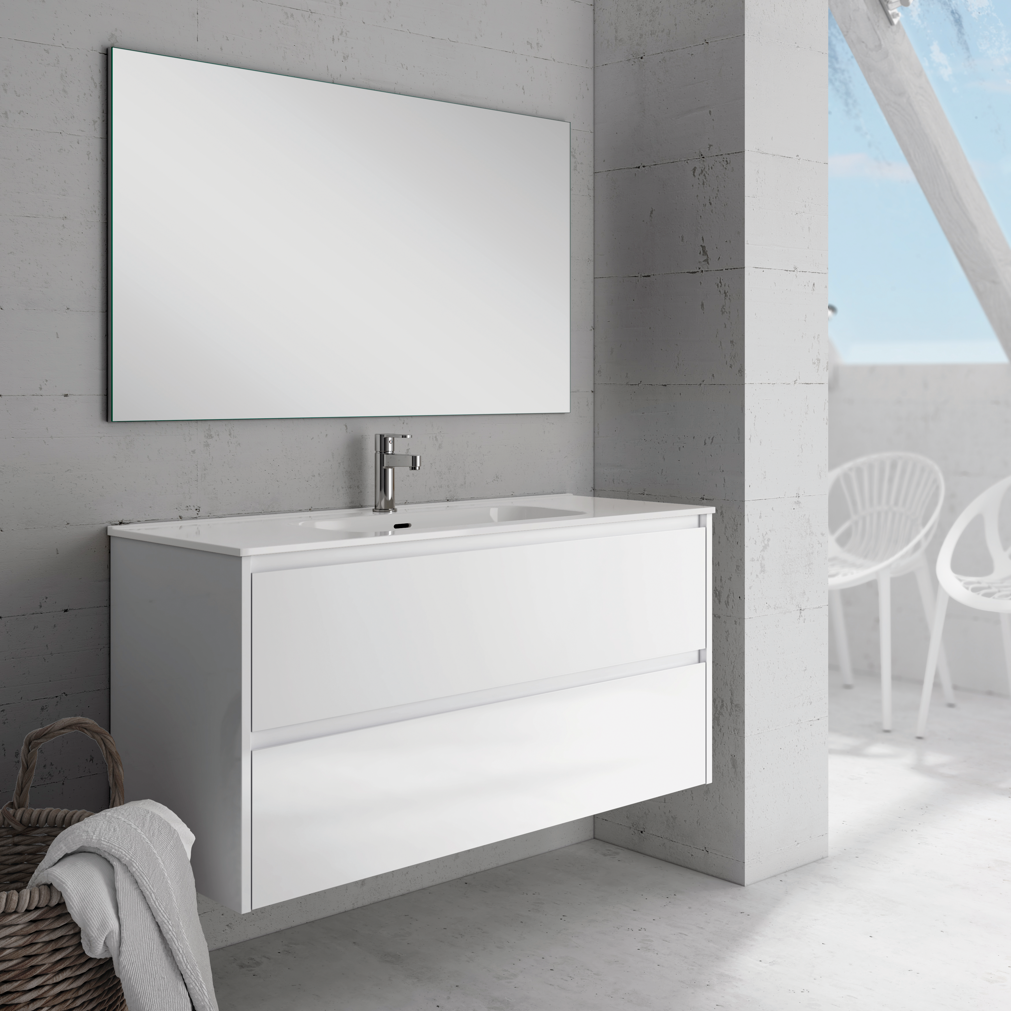Mueble de baño con lavabo moon blanco 120x45 cm