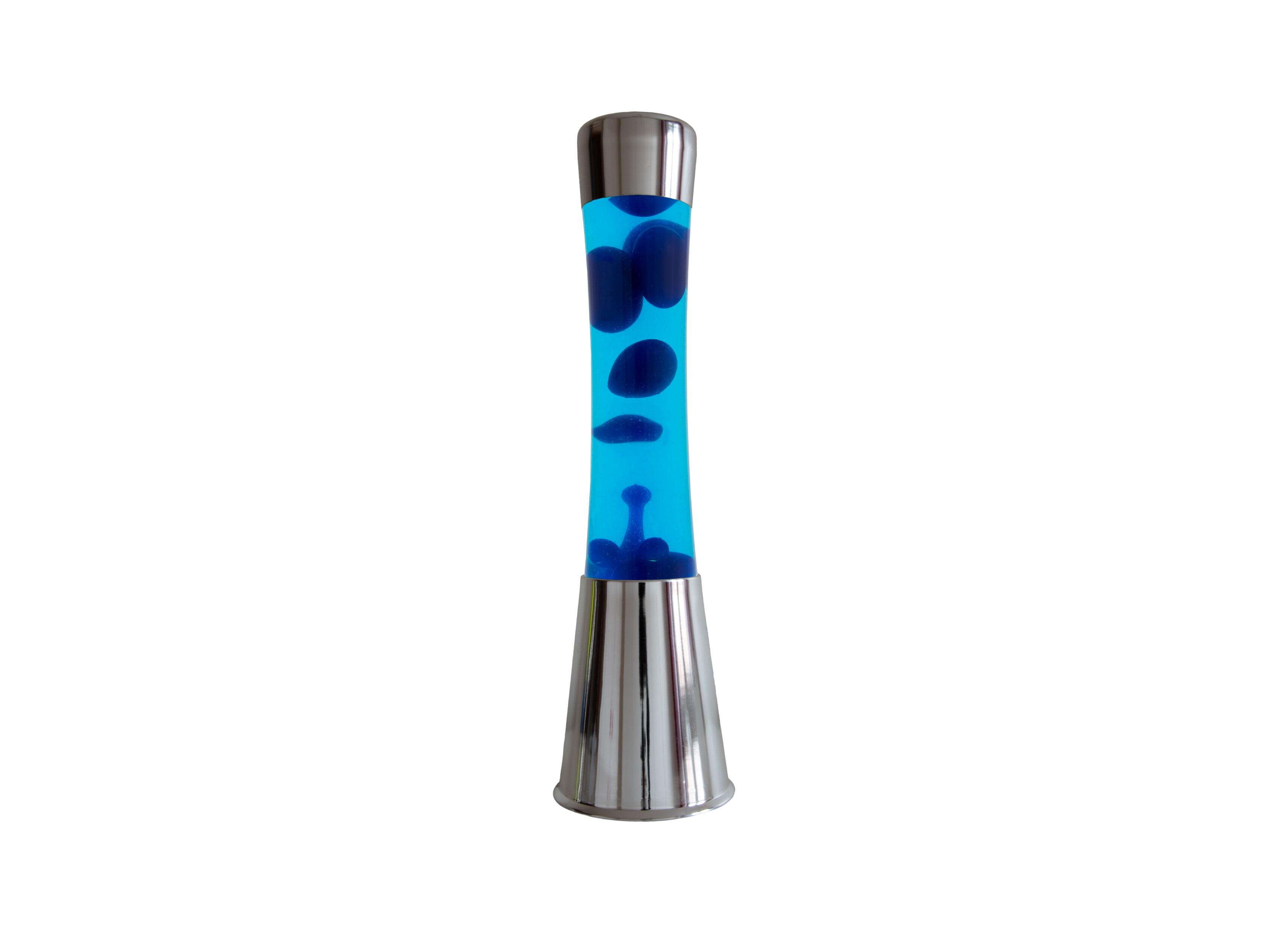 Lámpara de mesa lava azul con base cromo