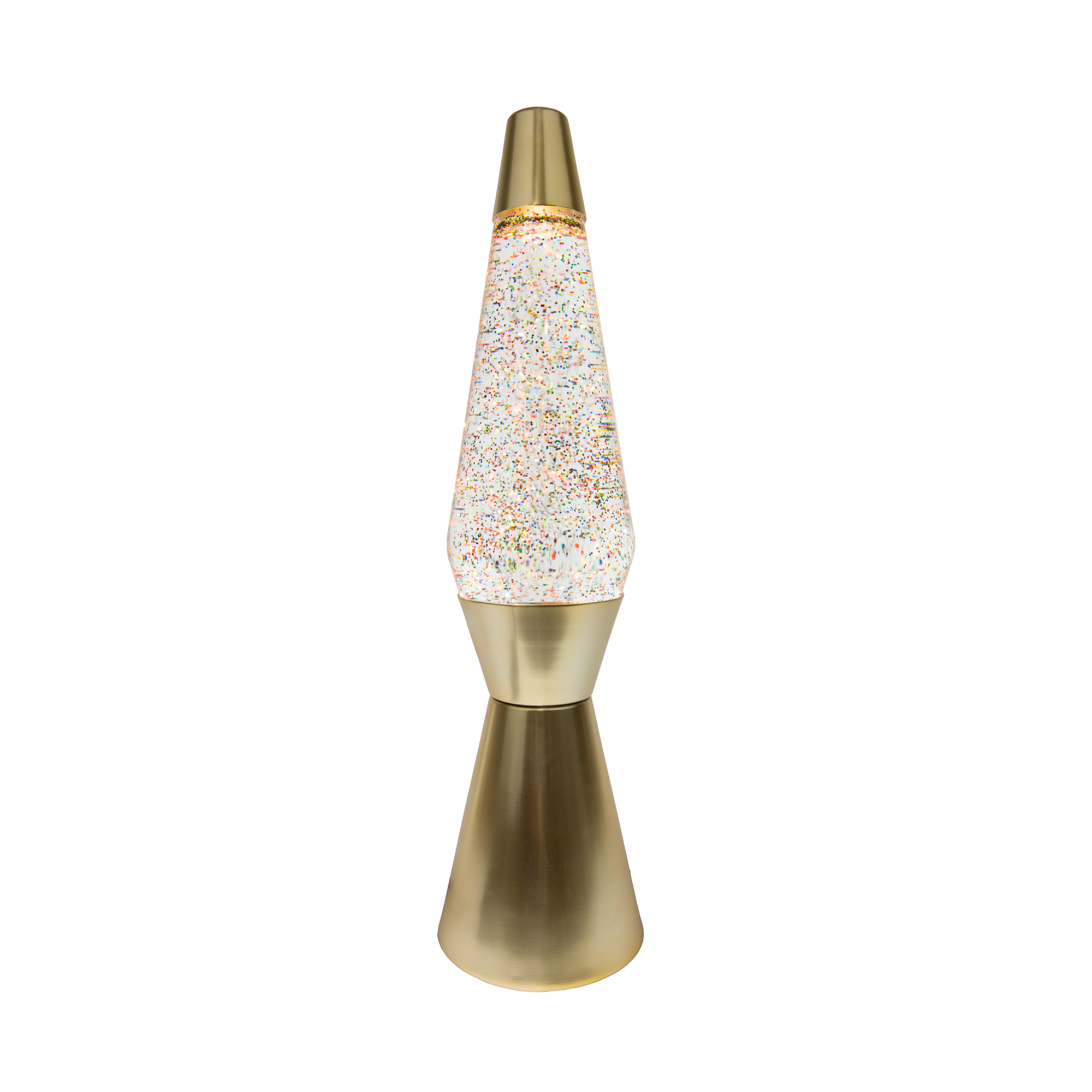 Lámpara de mesa lava bullet purpurina con base oro