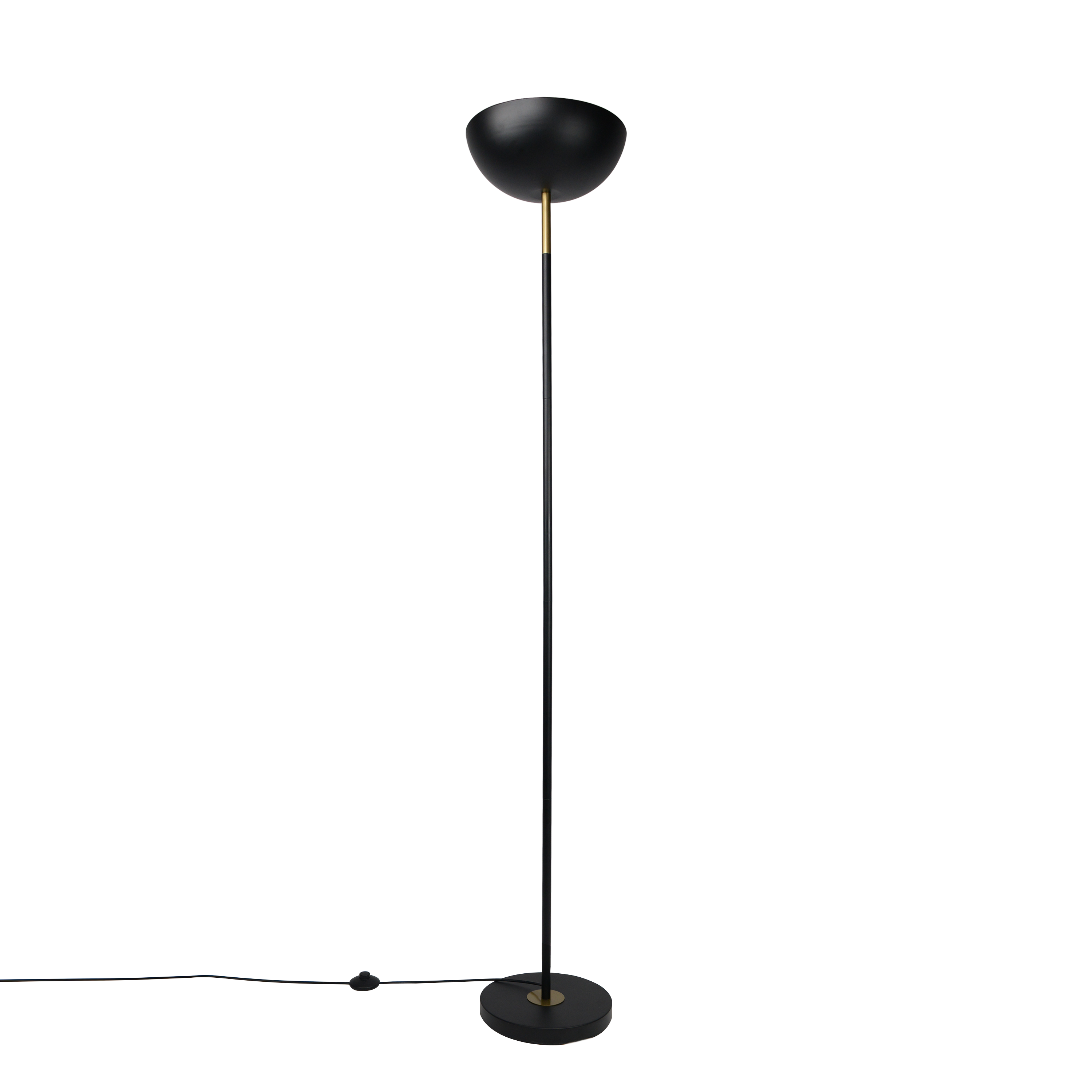 Lámpara de pie inspire florana luz indirecta 2 luces e27, negra y dorada, 179cm