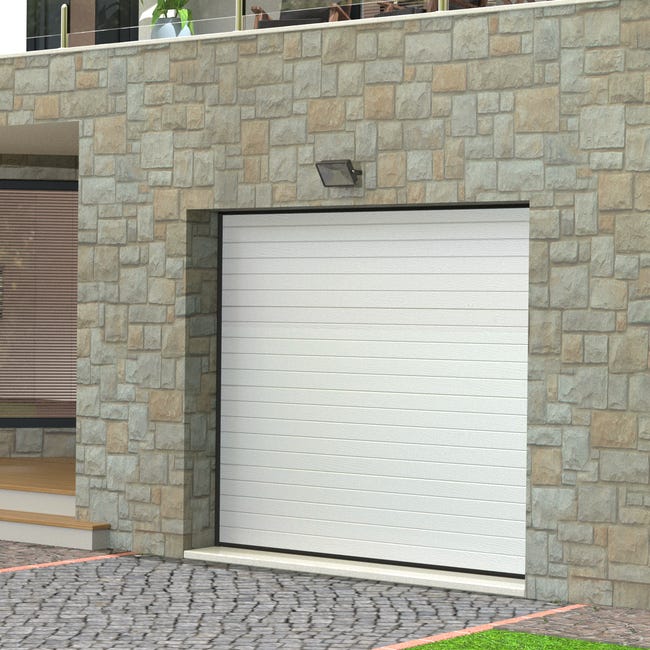 golf Enfadarse combinar Puerta de garaje motorizada CASCAIS blanca de 250x212,5 cm | Leroy Merlin