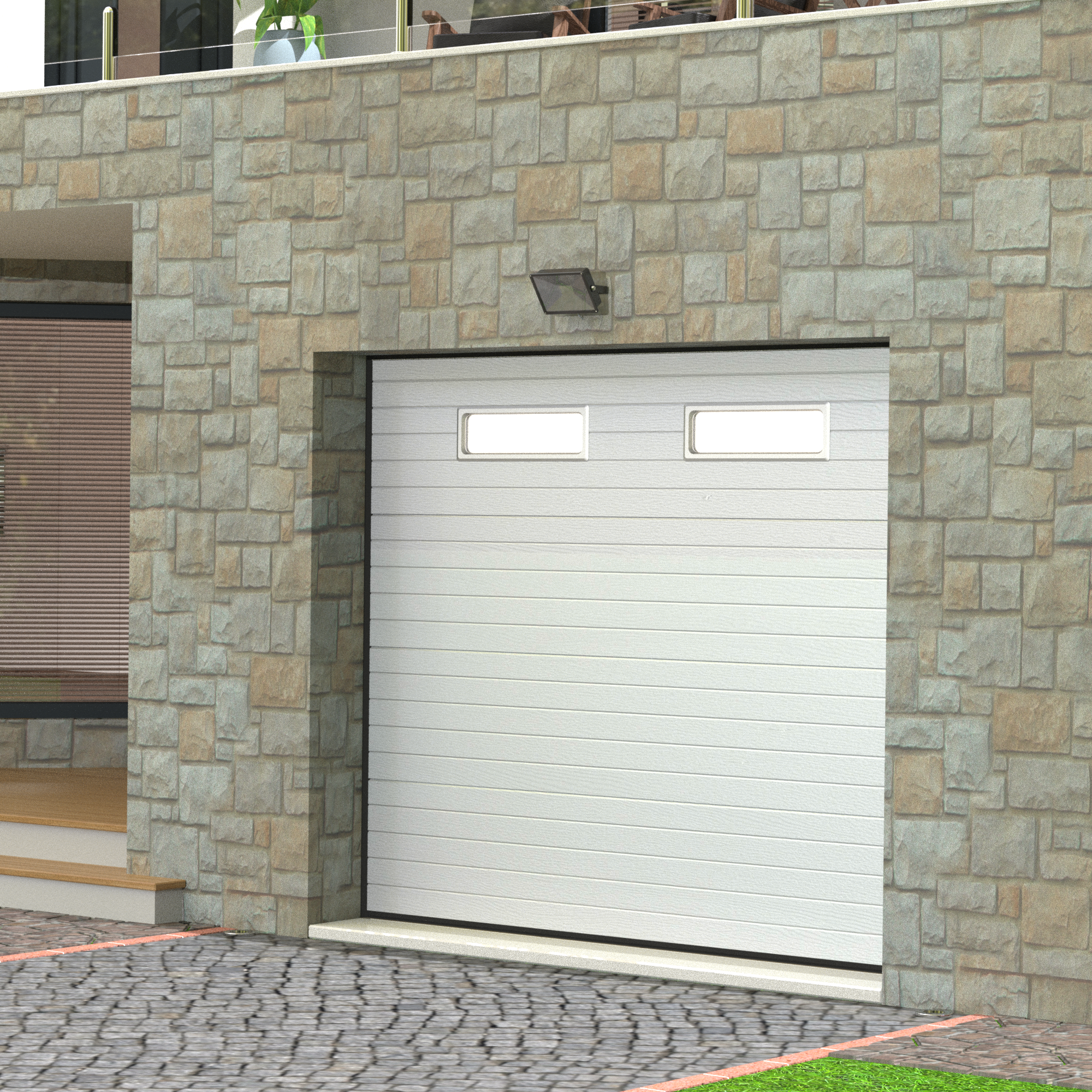 Puerta de garaje motorizada sintra blanco de 250x212,5 cm