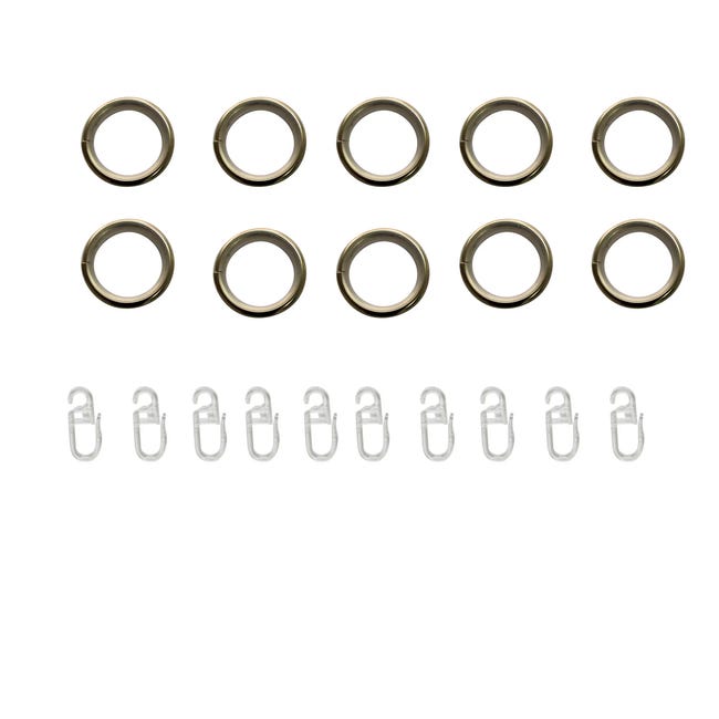 10 anillas para barra de cortina metal pinza D25 bronce | Leroy Merlin