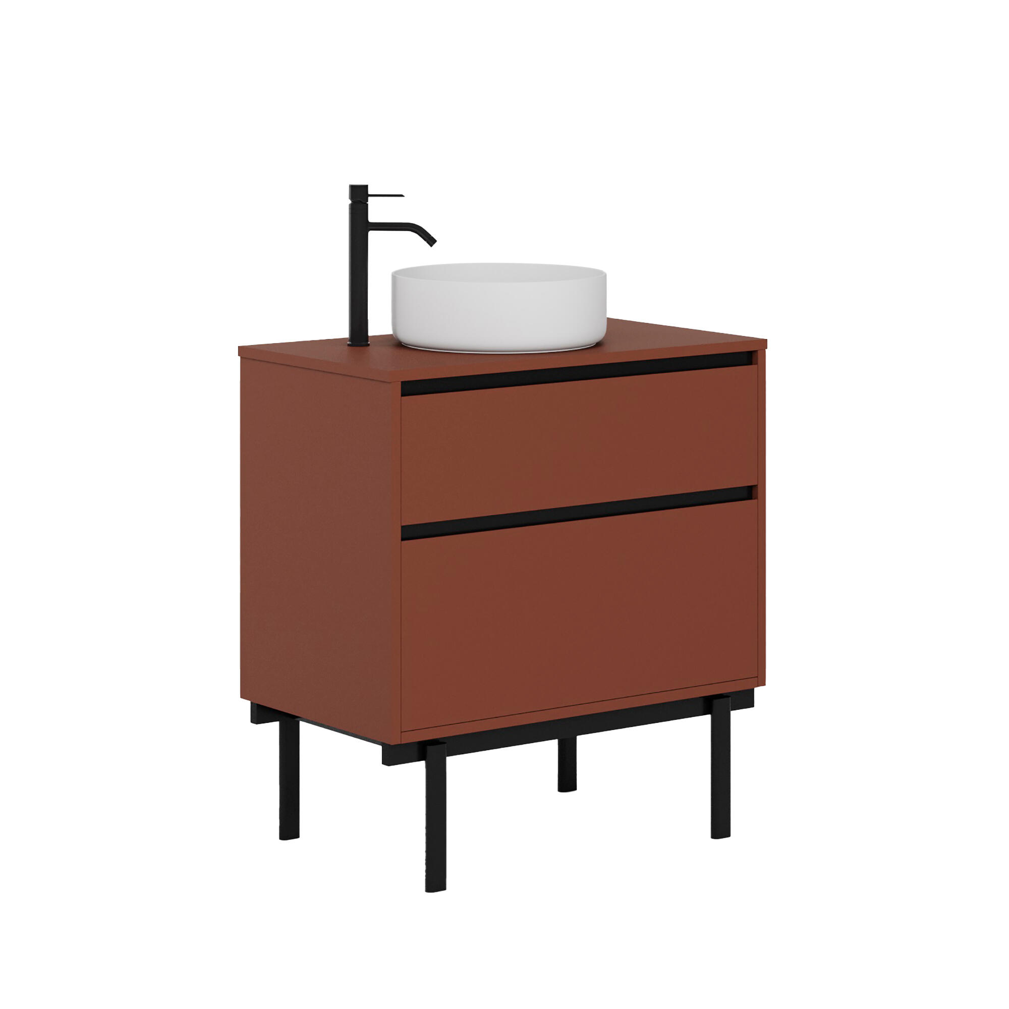 Mueble de baño tono rojo marsala 80x45 cm