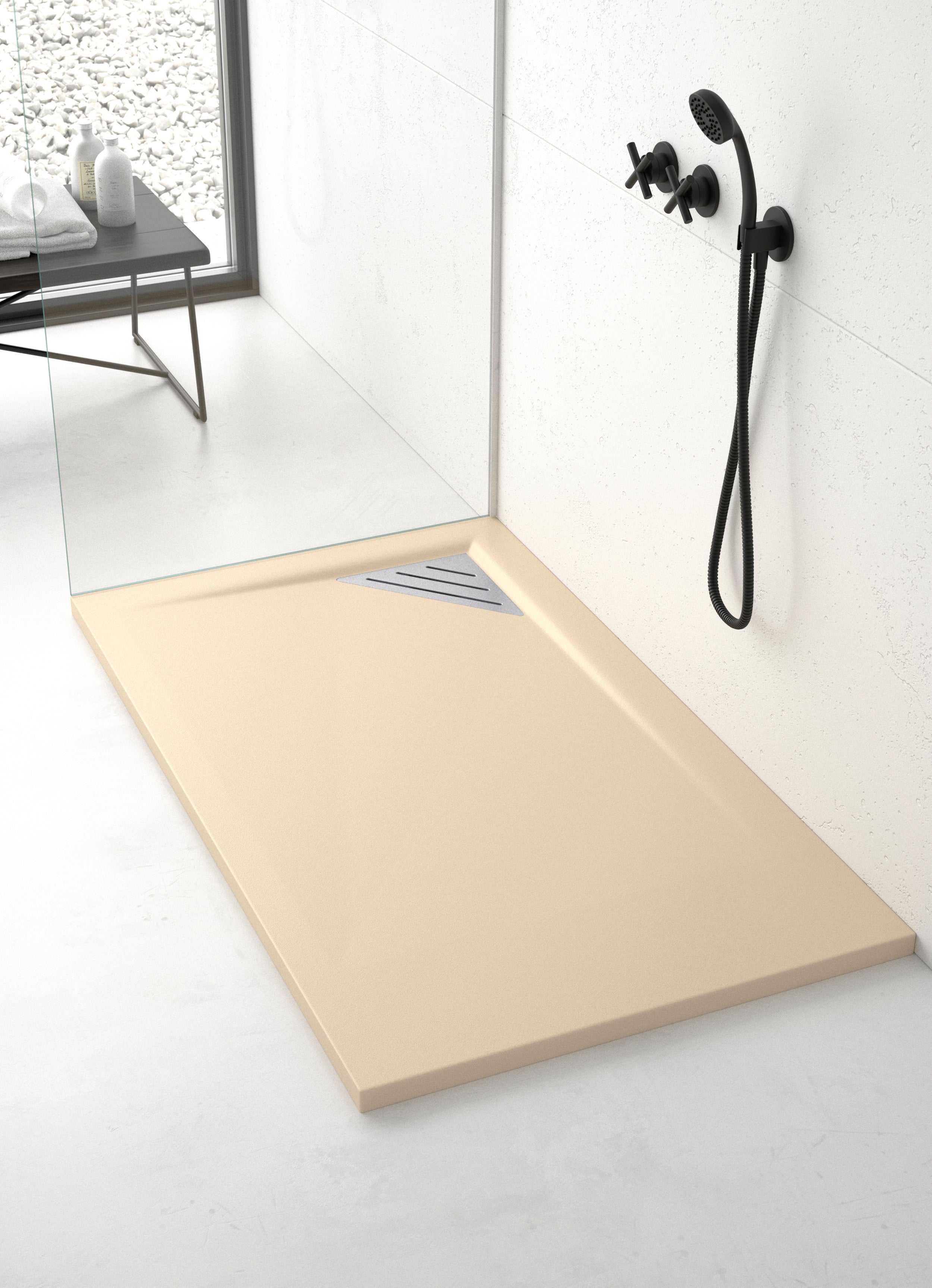 Plato de ducha meet 110x90 cm crema