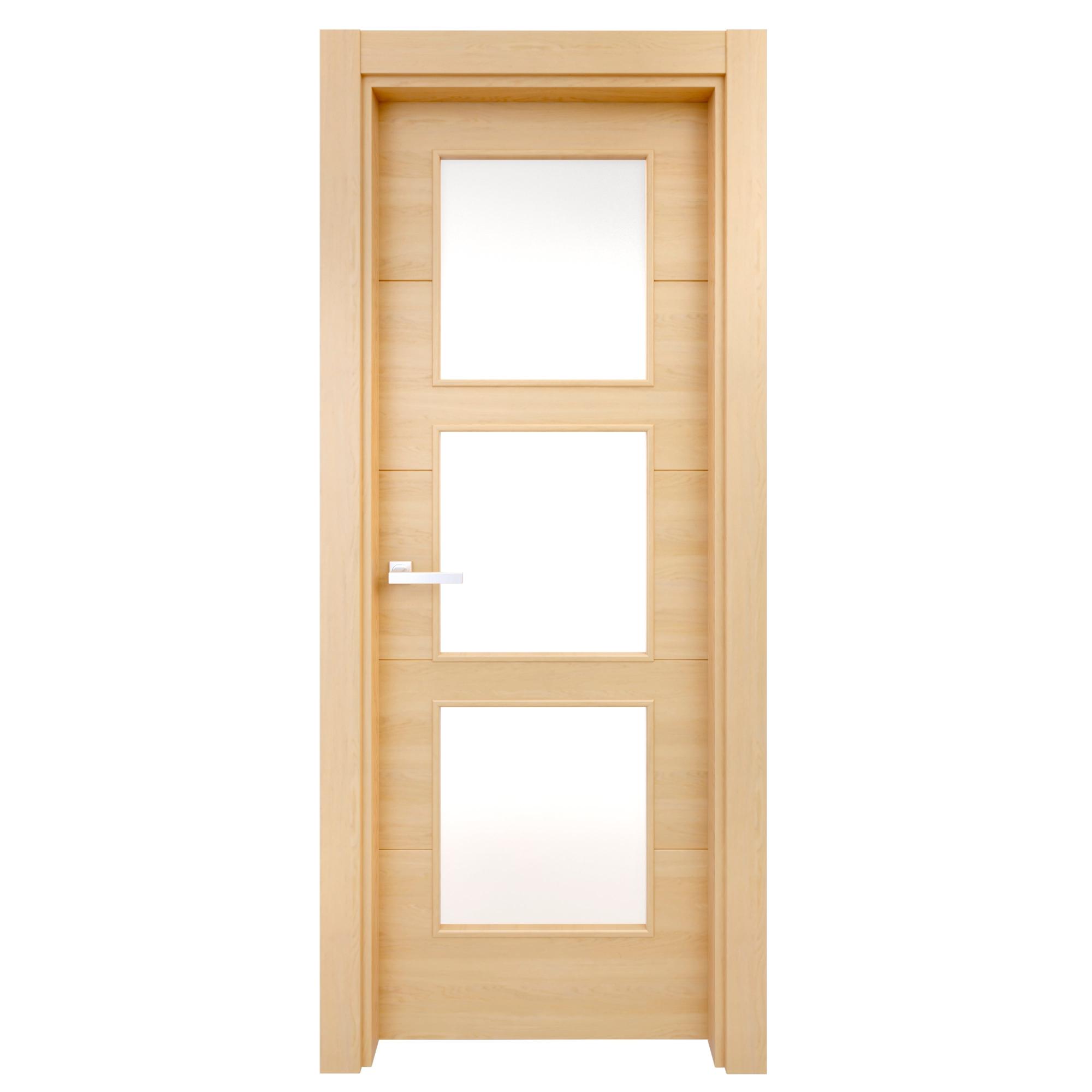 Puerta interior abatible berna roble line apertura izquierda con cristal 92.5cm